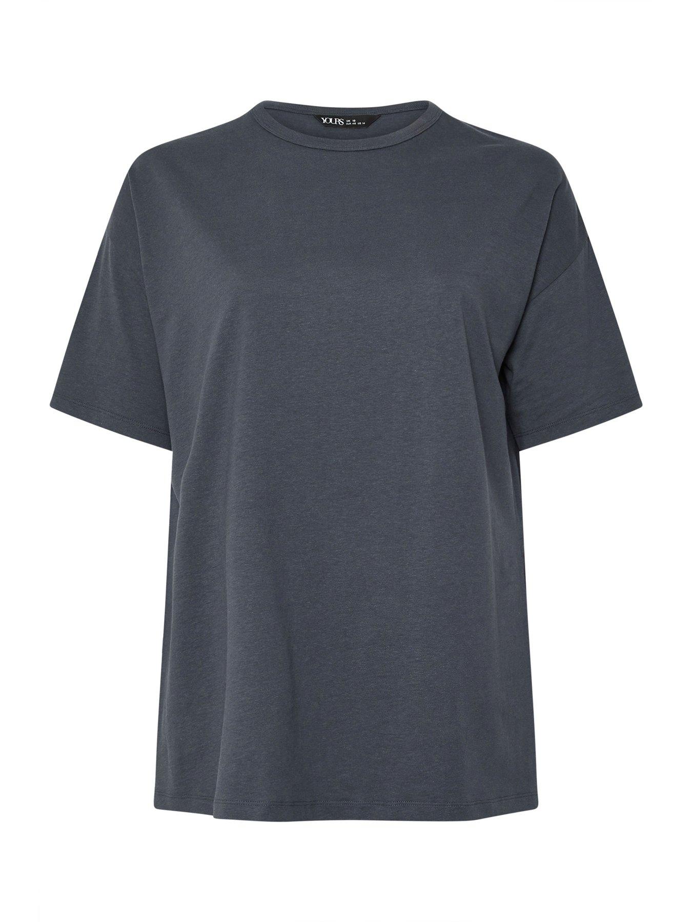 Image 5 of 5 of Yours Curve Oversized Side Split T-Shirt - Grey