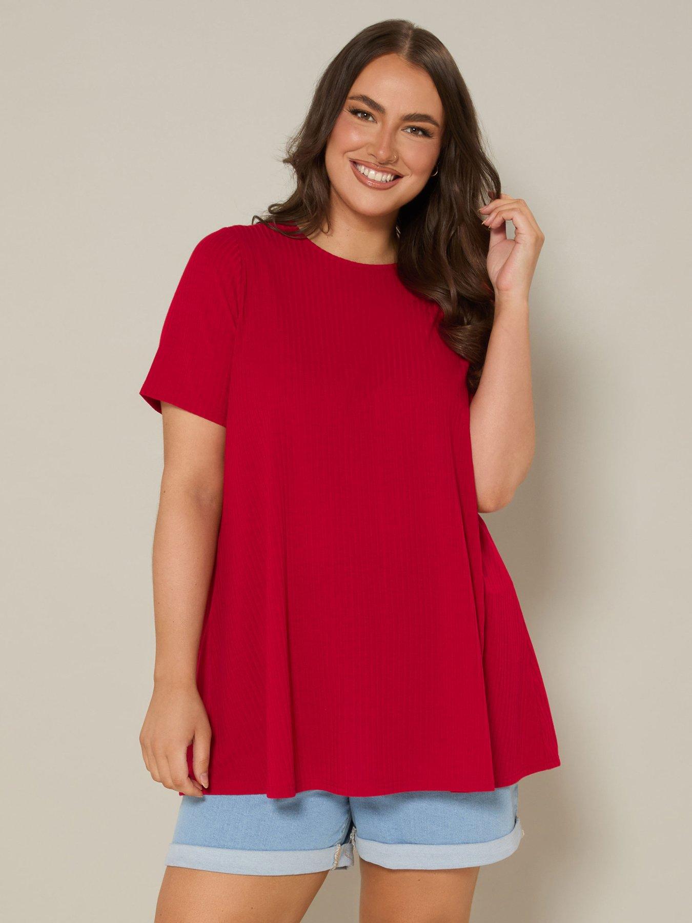 Image of Yours Curve Rib Swing T-Shirt - Red
