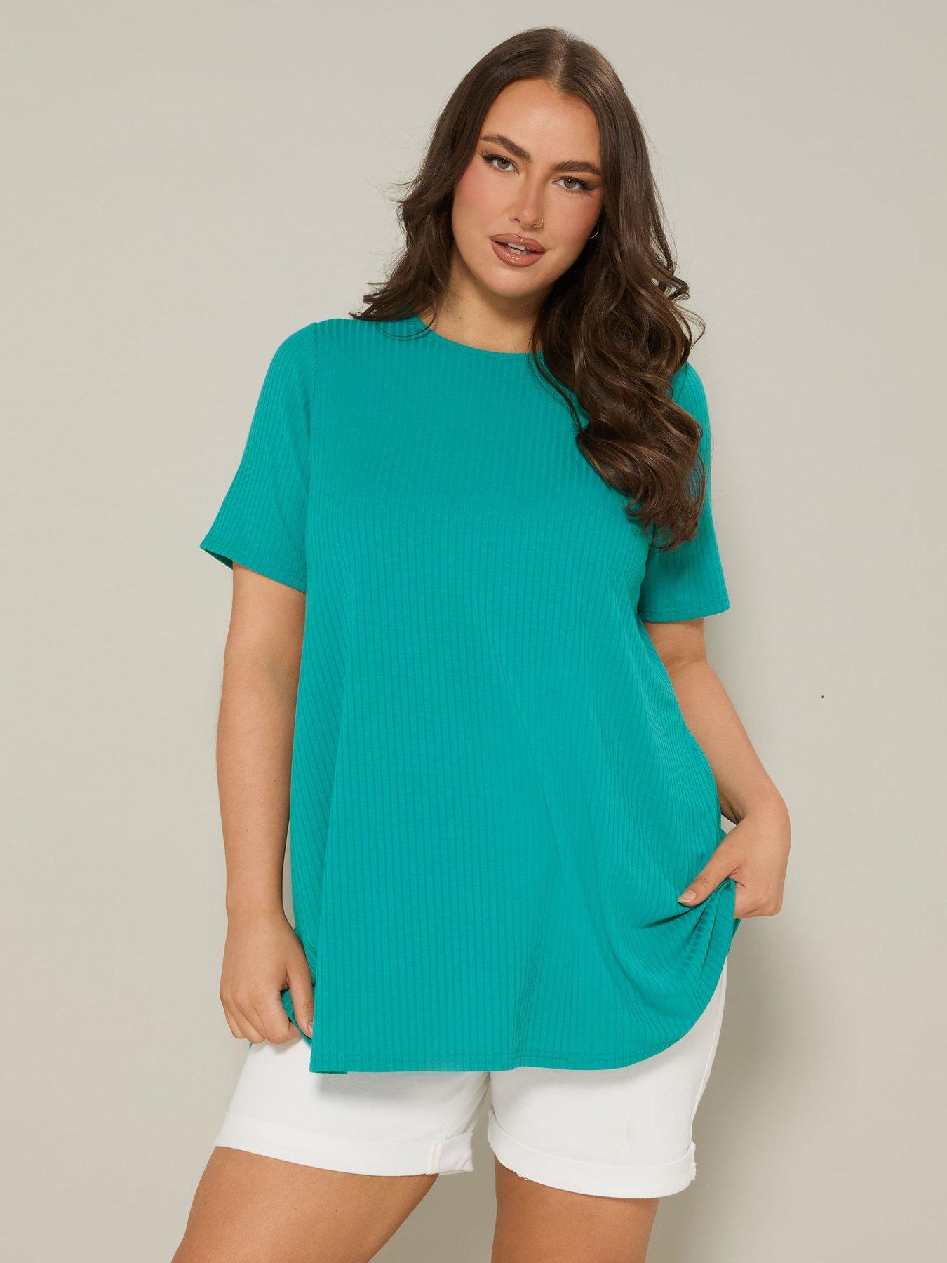 Image of Yours Curve Rib Swing T-Shirt - Blue
