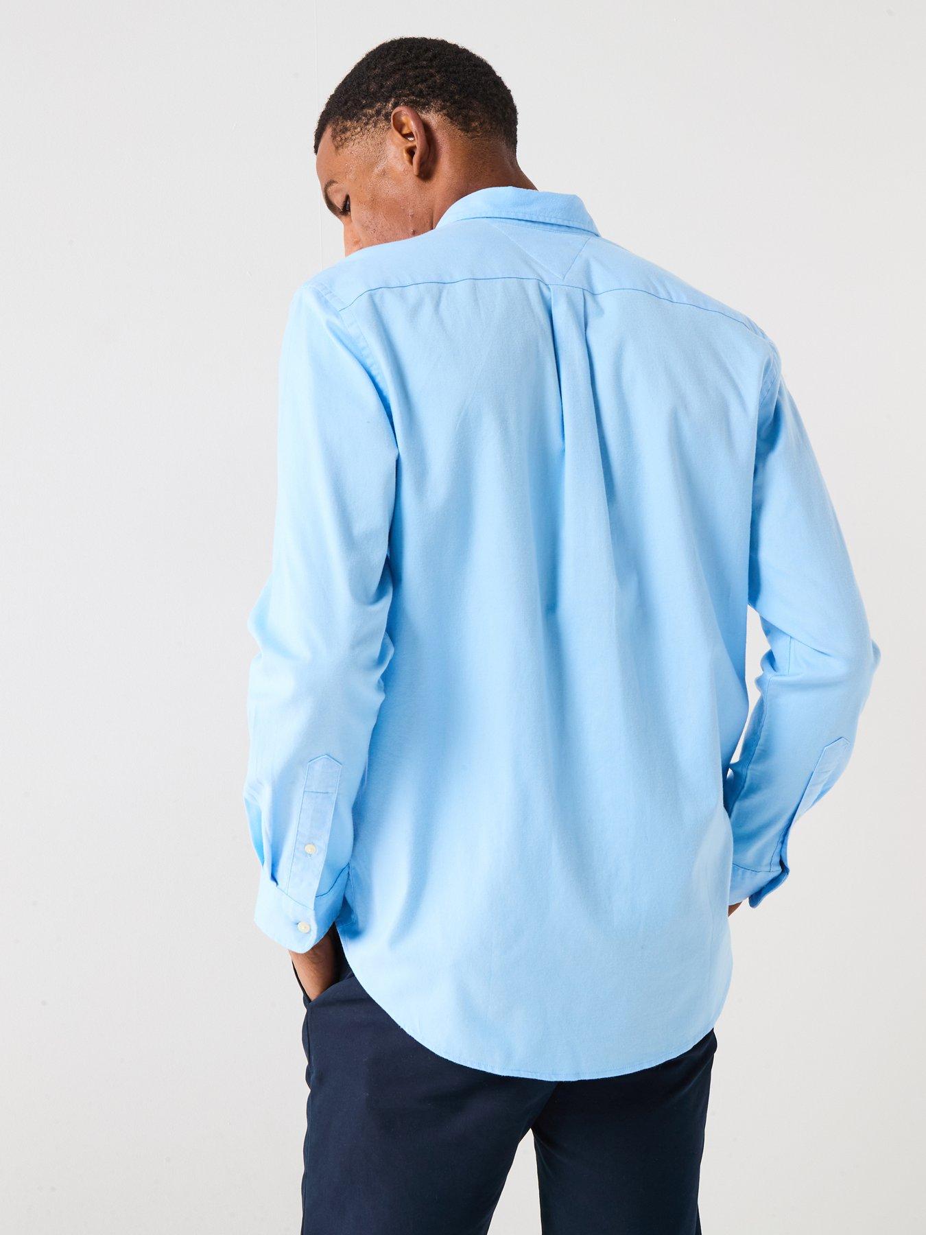 Image 2 of 6 of Tommy Hilfiger Long Sleeve Flex Flannel Solid Regular Fit Shirt - Light Blue