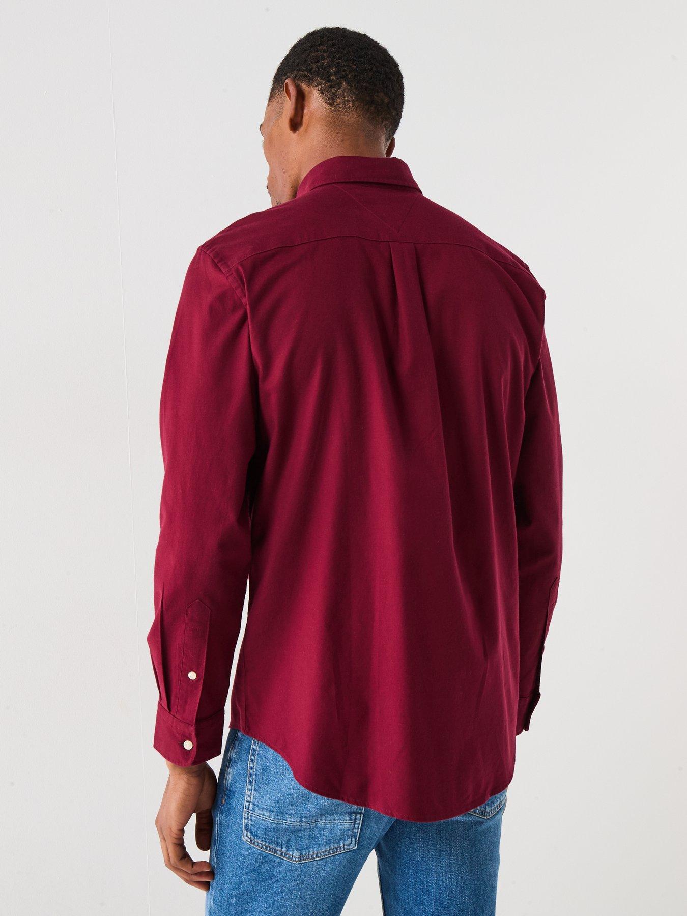 tommy-hilfiger-long-sleeve-flex-flannel-solid-shirt-dark-redstillFront
