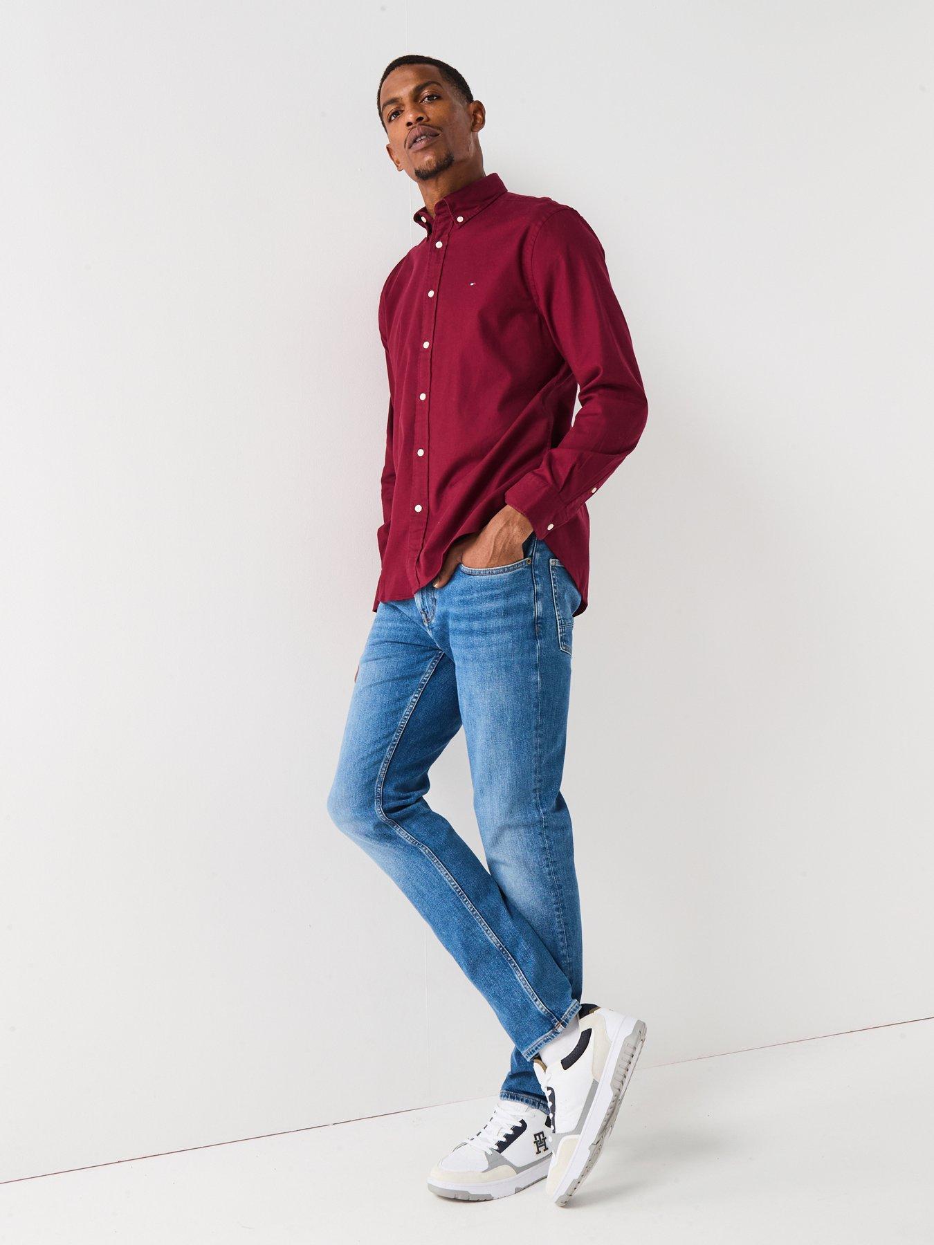 tommy-hilfiger-long-sleeve-flex-flannel-solid-shirt-dark-redback