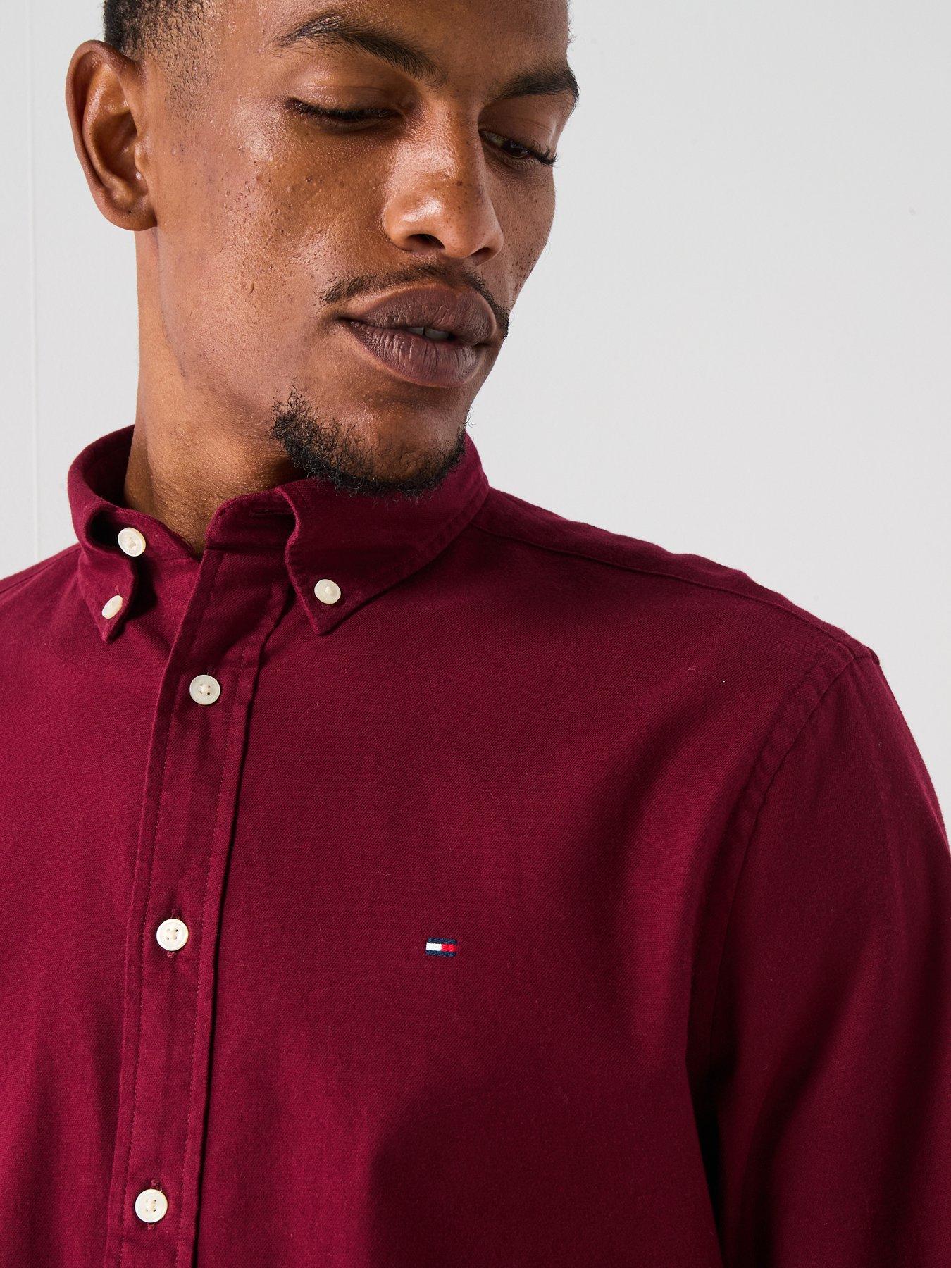 tommy-hilfiger-long-sleeve-flex-flannel-solid-shirt-dark-reddetail
