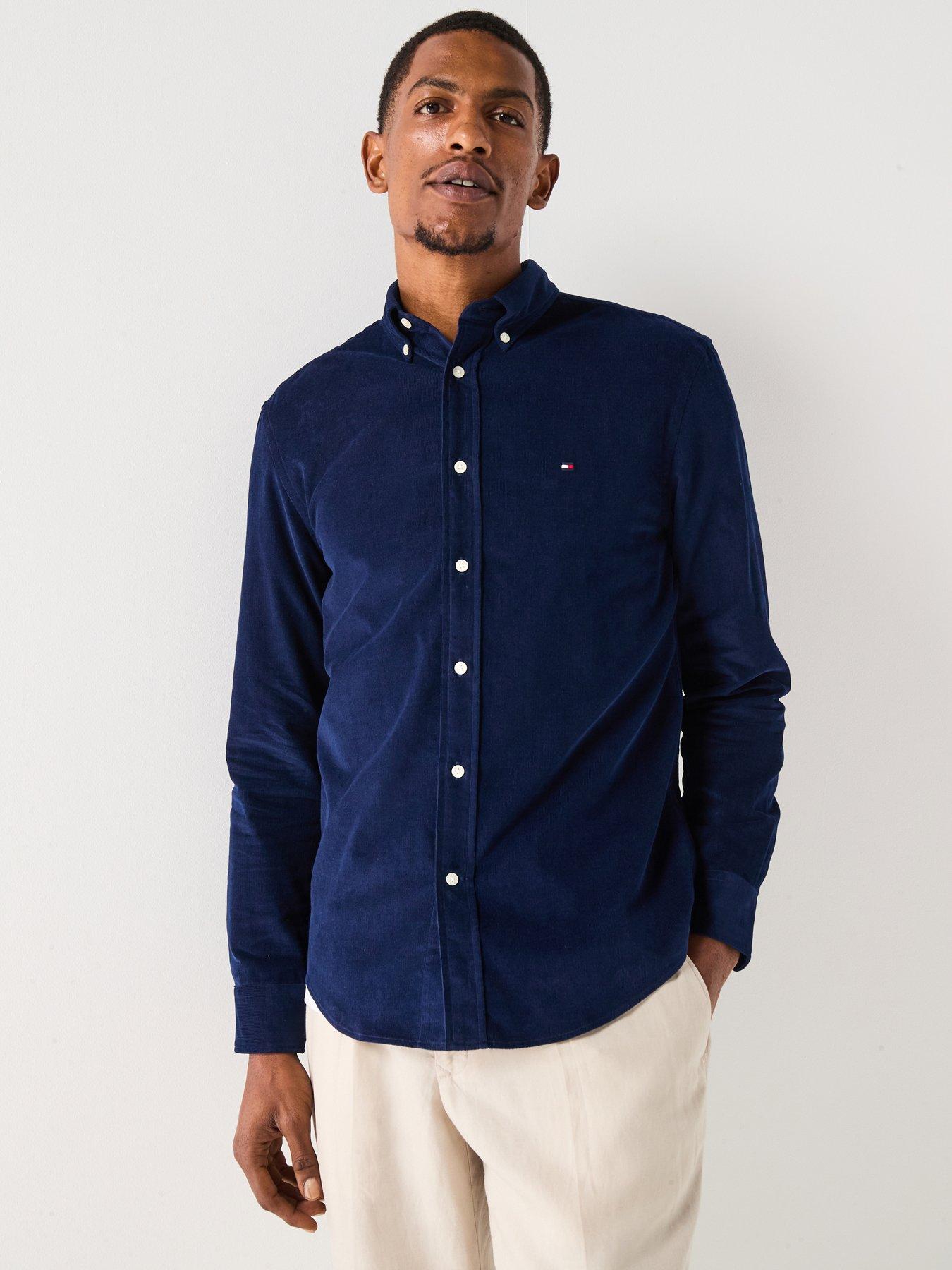 tommy-hilfiger-long-sleeve-solid-corduroy-shirt-navy