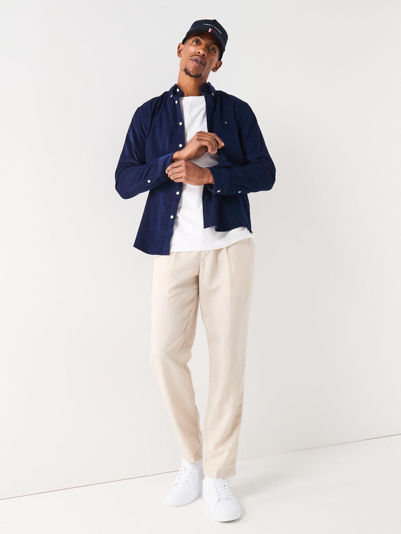 tommy-hilfiger-long-sleeve-solid-corduroy-shirt-navyback