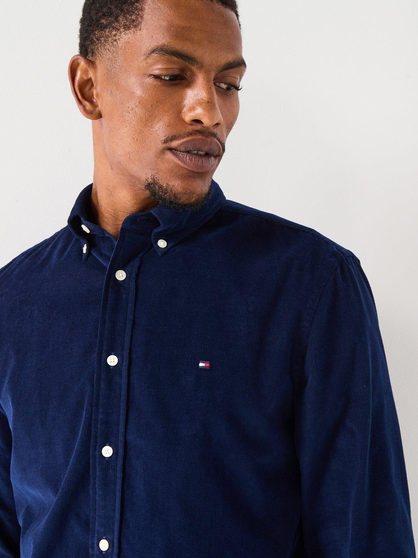 tommy-hilfiger-long-sleeve-solid-corduroy-shirt-navyoutfit