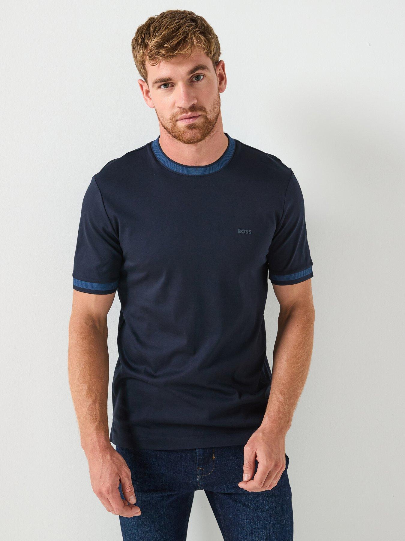 BOSS Contrast Trim Mercerised T-Shirt - Navy