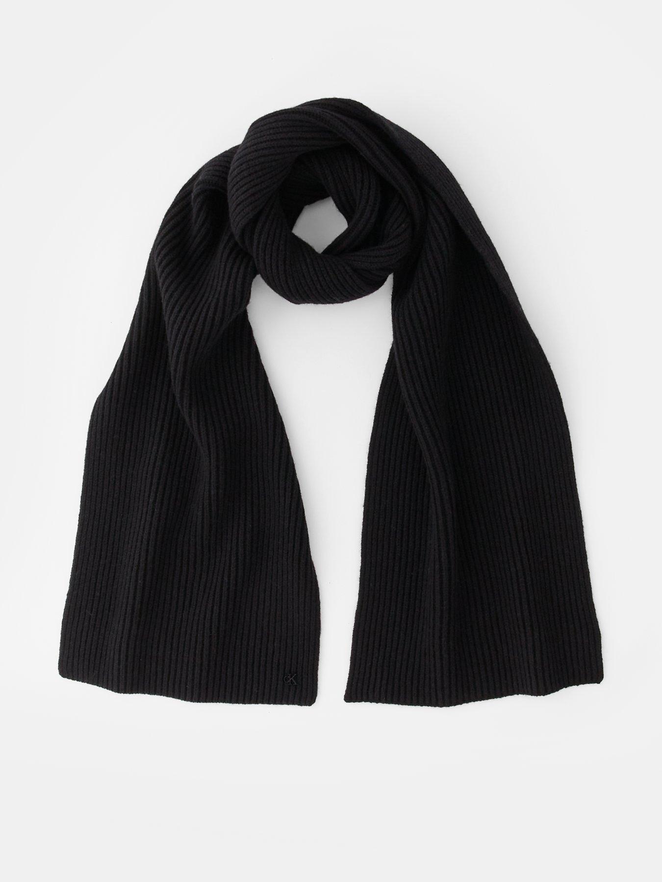 calvin-klein-ck-metal-wool-rib-scarf-black