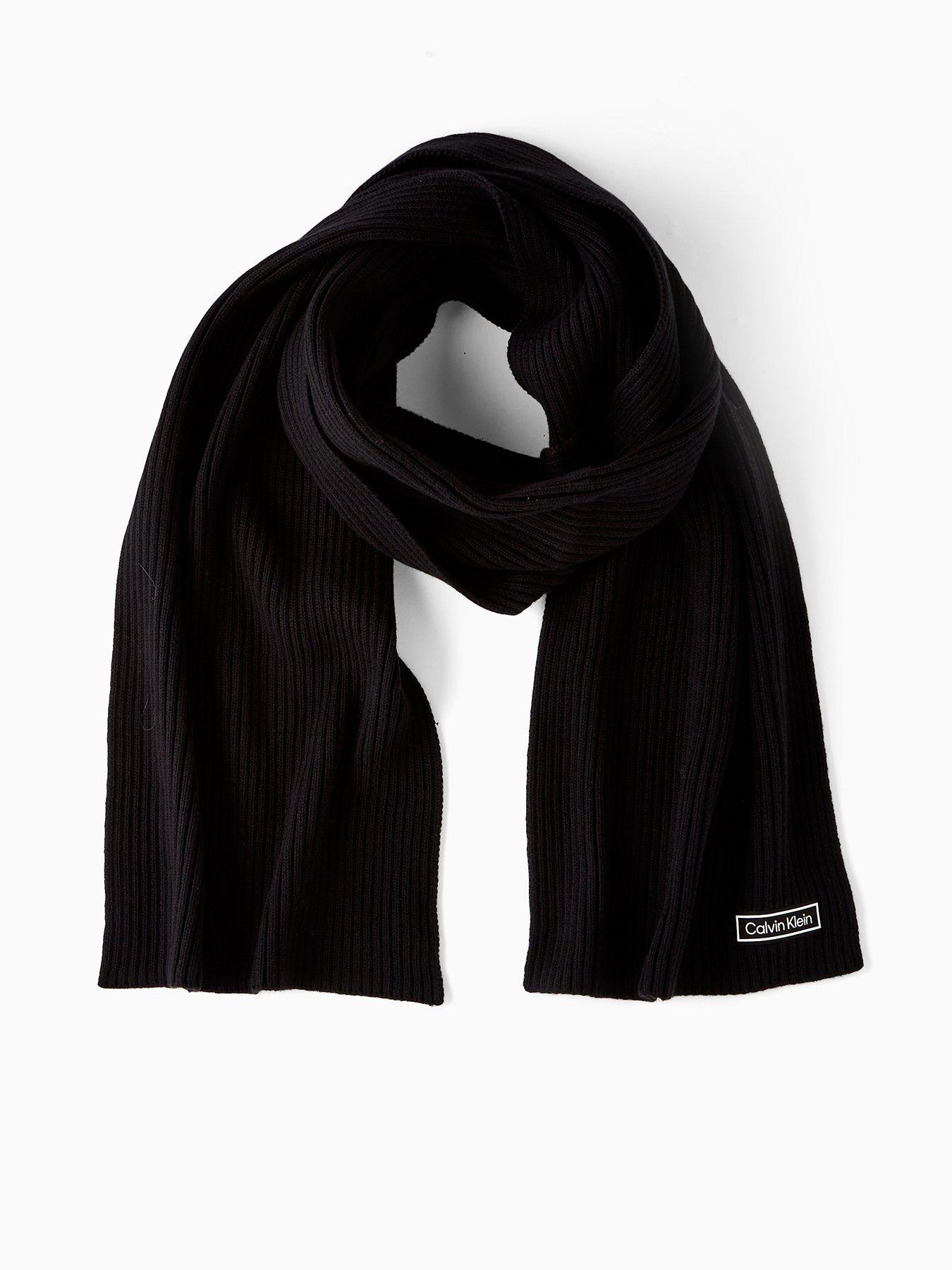 calvin-klein-patch-chunky-rib-cotton-scarf-black