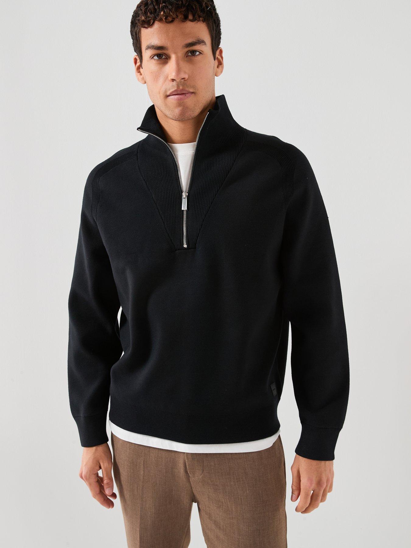 calvin-klein-tech-knit-14-zip-knitted-jumper-blackfront