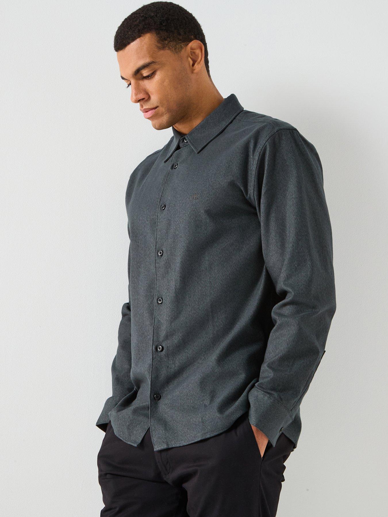 calvin-klein-long-sleeve-melange-flannel-easy-fit-shirt-black