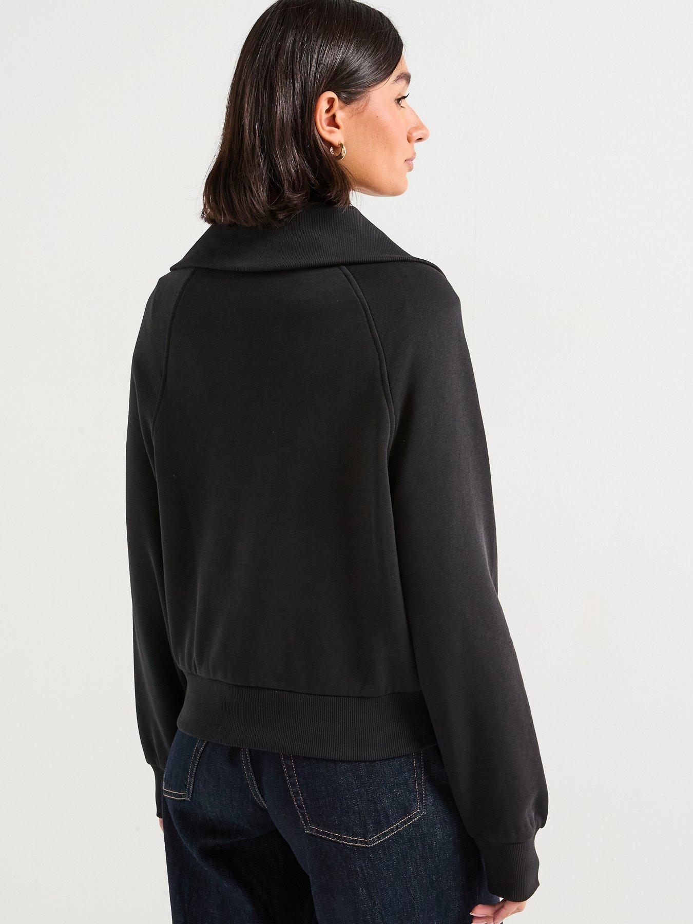 tommy-hilfiger-classic-script-fleece-half-zip-sweater-blackstillFront