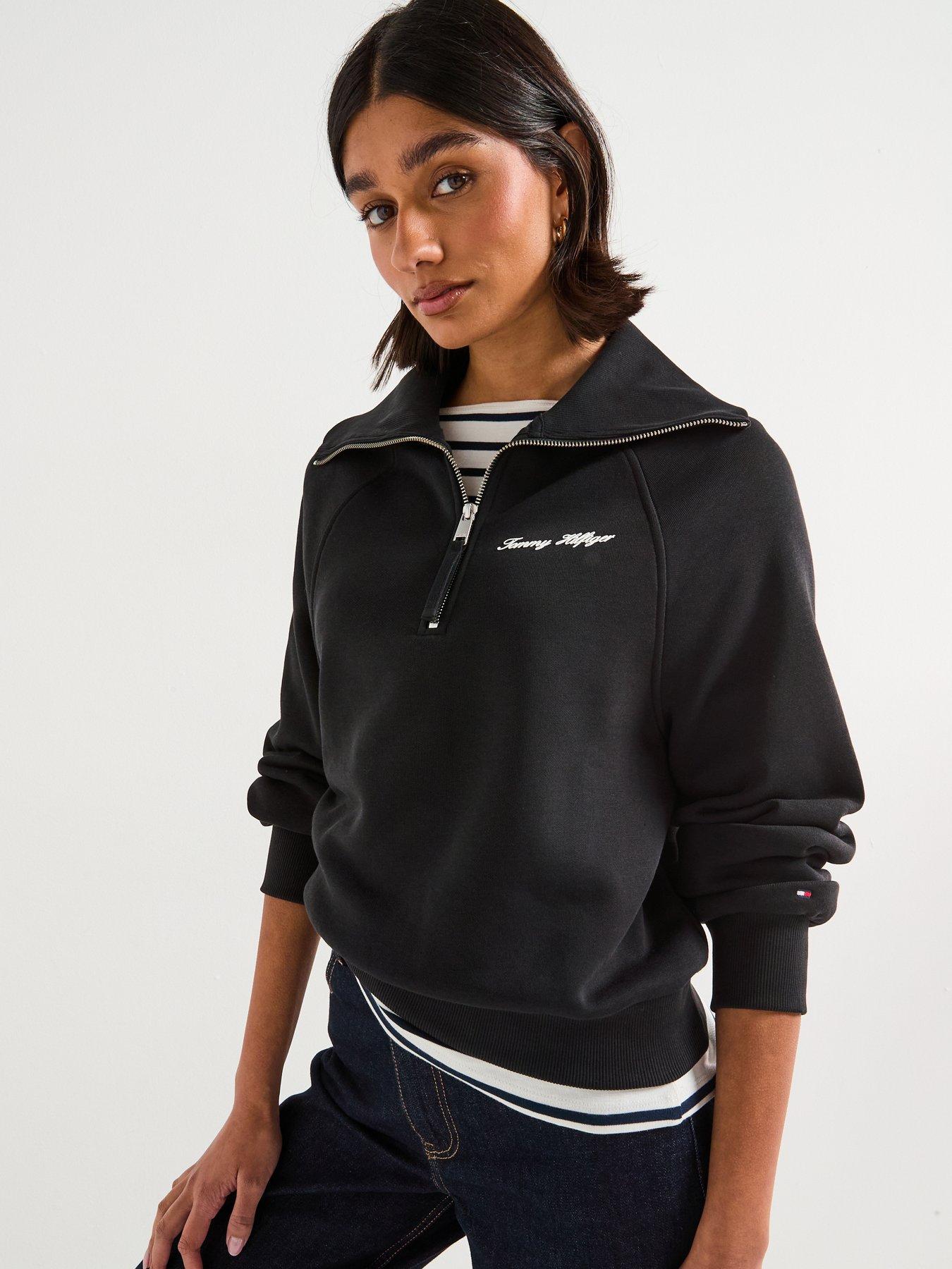 tommy-hilfiger-classic-script-fleece-half-zip-sweater-blackoutfit