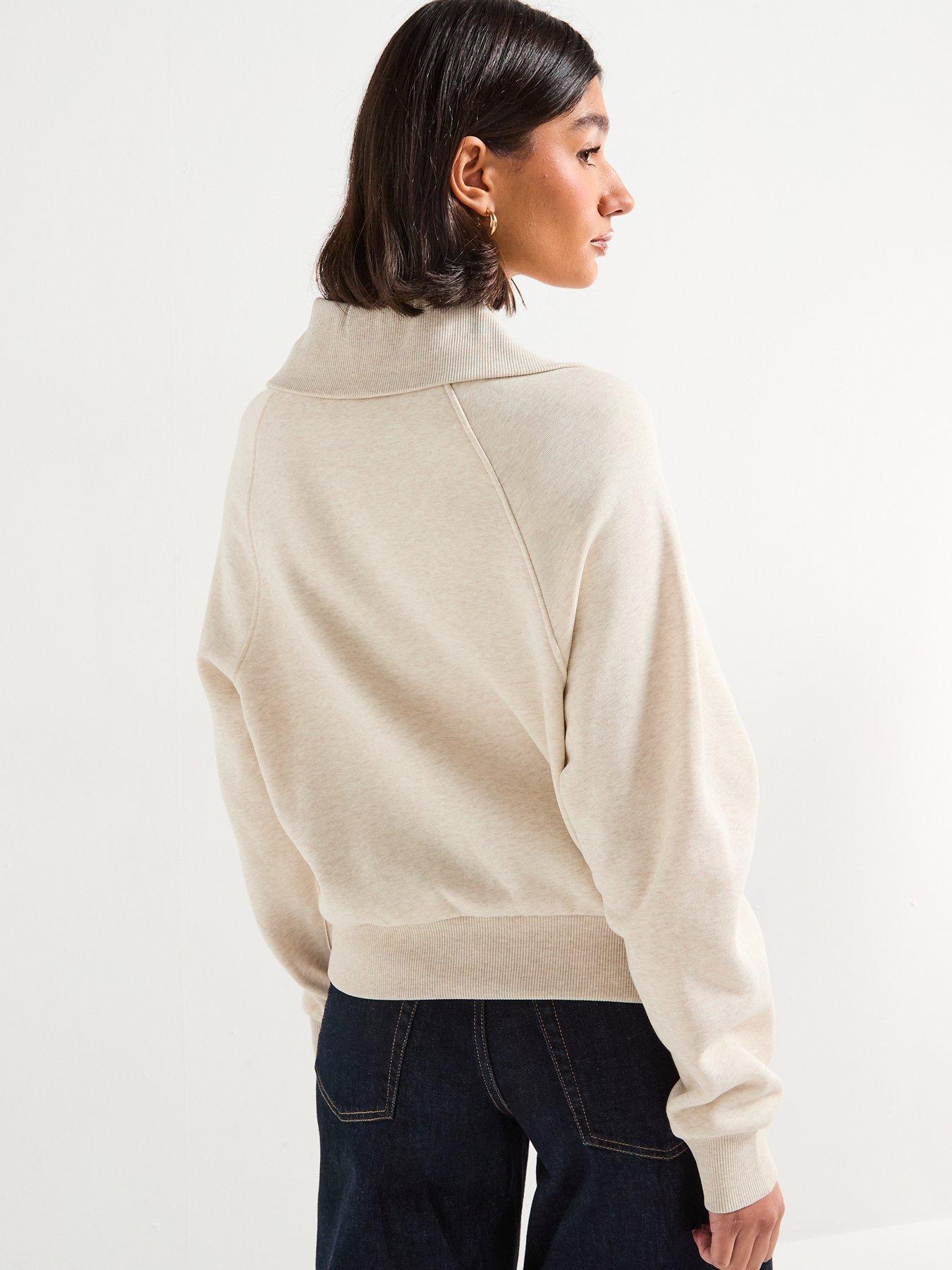 tommy-hilfiger-classic-script-fleece-half-zip-sweater-beigestillFront