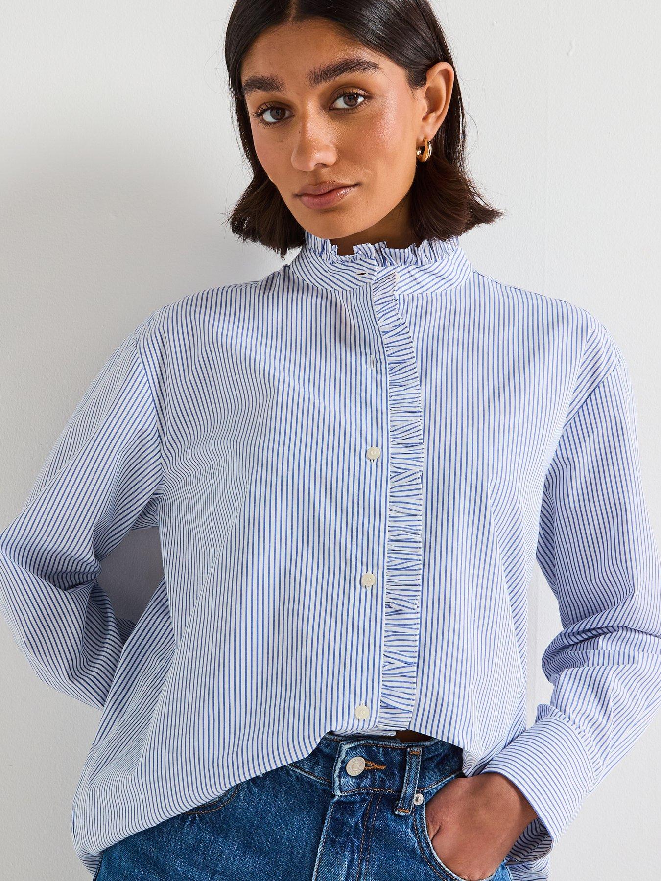 tommy-hilfiger-poplin-ruffle-tailored-shirt-blue