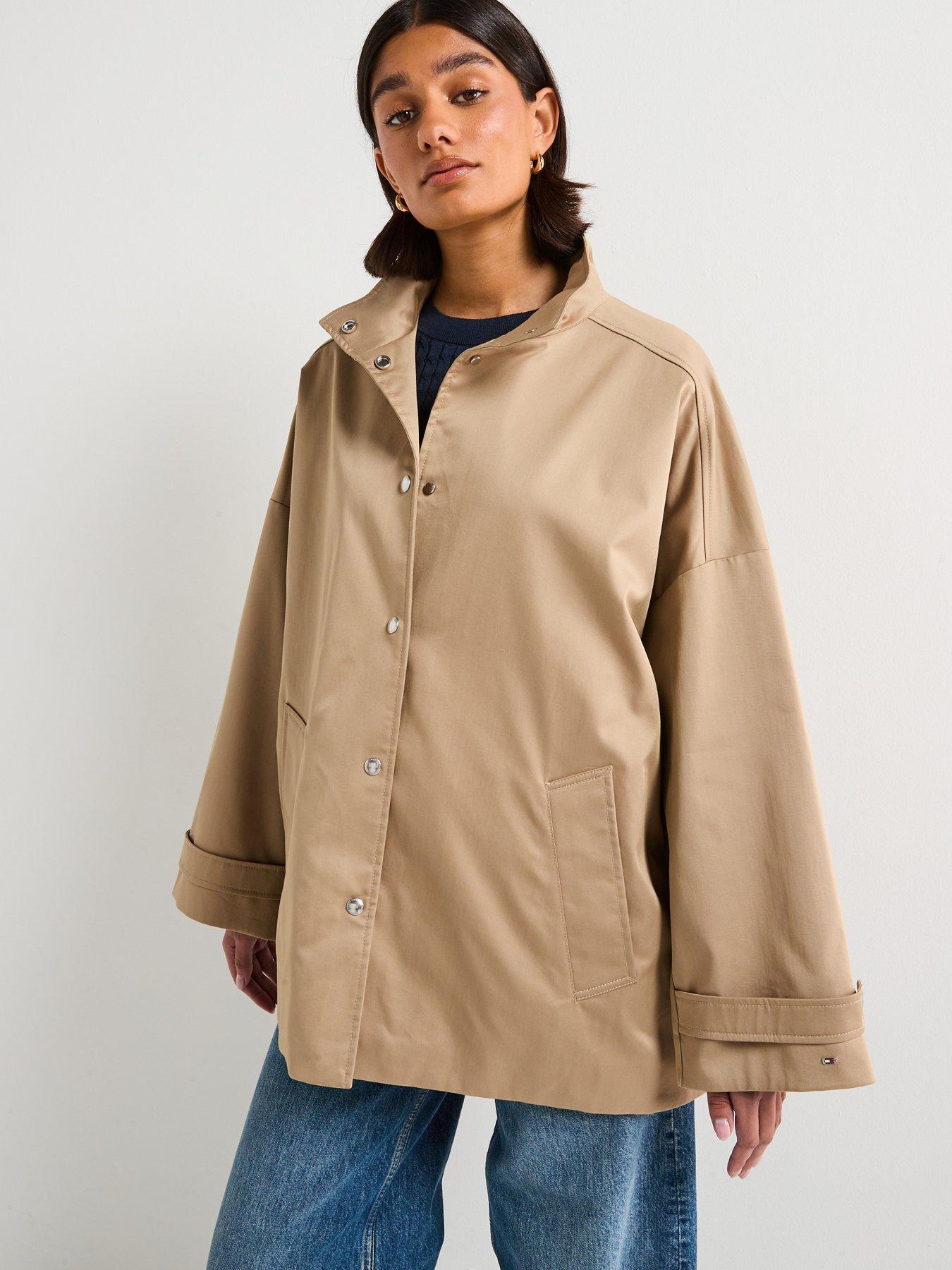 Image 5 of 6 of Tommy Hilfiger Cotton Blend Oversized Jacket - Beige