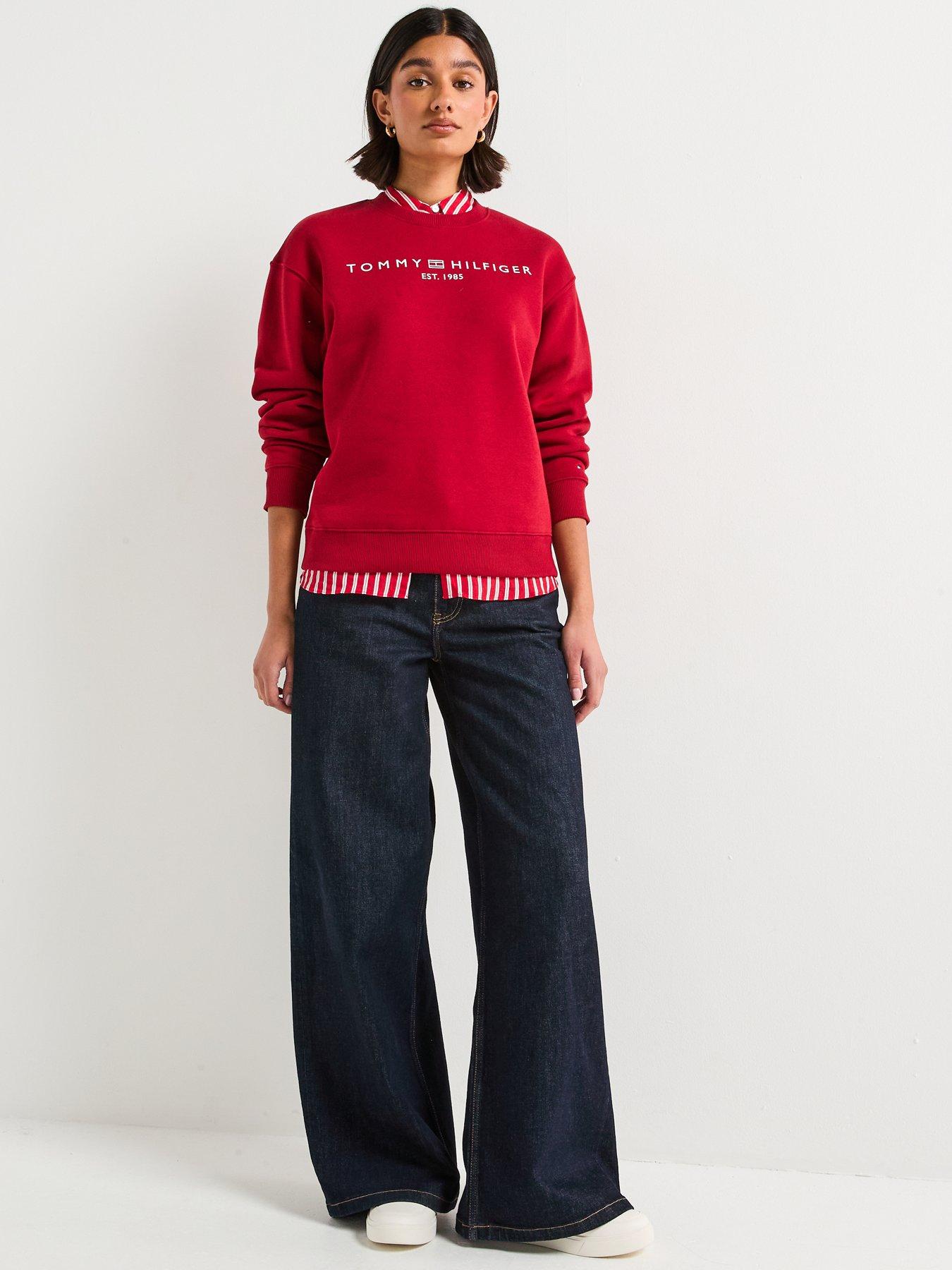 Image 3 of 6 of Tommy Hilfiger Logo Crew Neck Sweater - Red