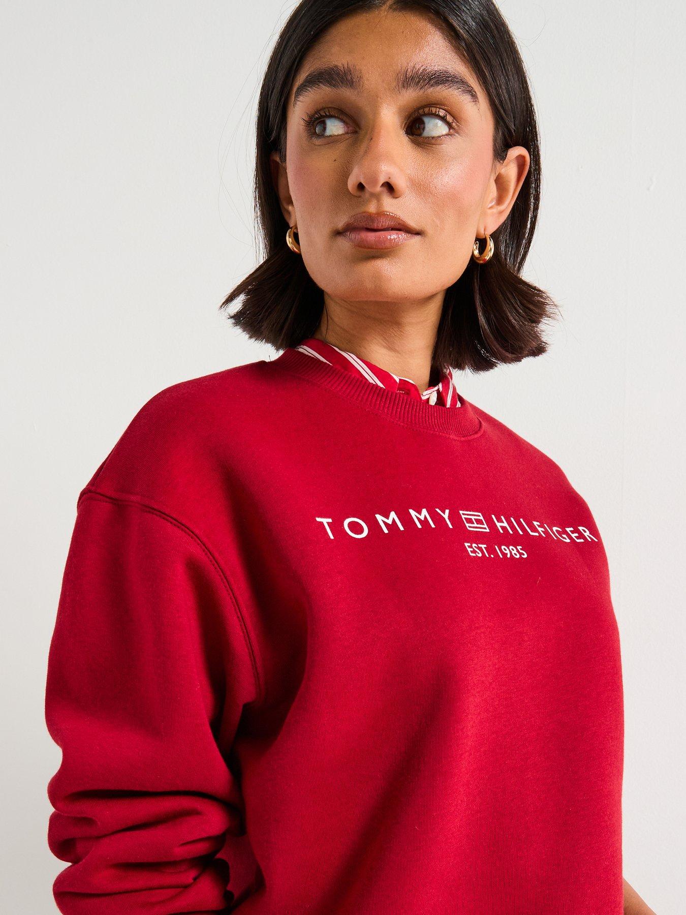 Image 4 of 6 of Tommy Hilfiger Logo Crew Neck Sweater - Red
