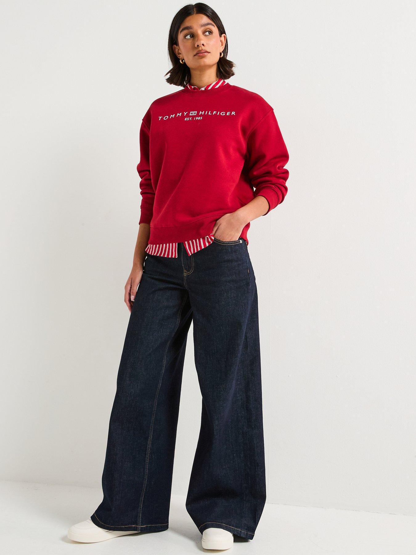 Image 5 of 6 of Tommy Hilfiger Logo Crew Neck Sweater - Red