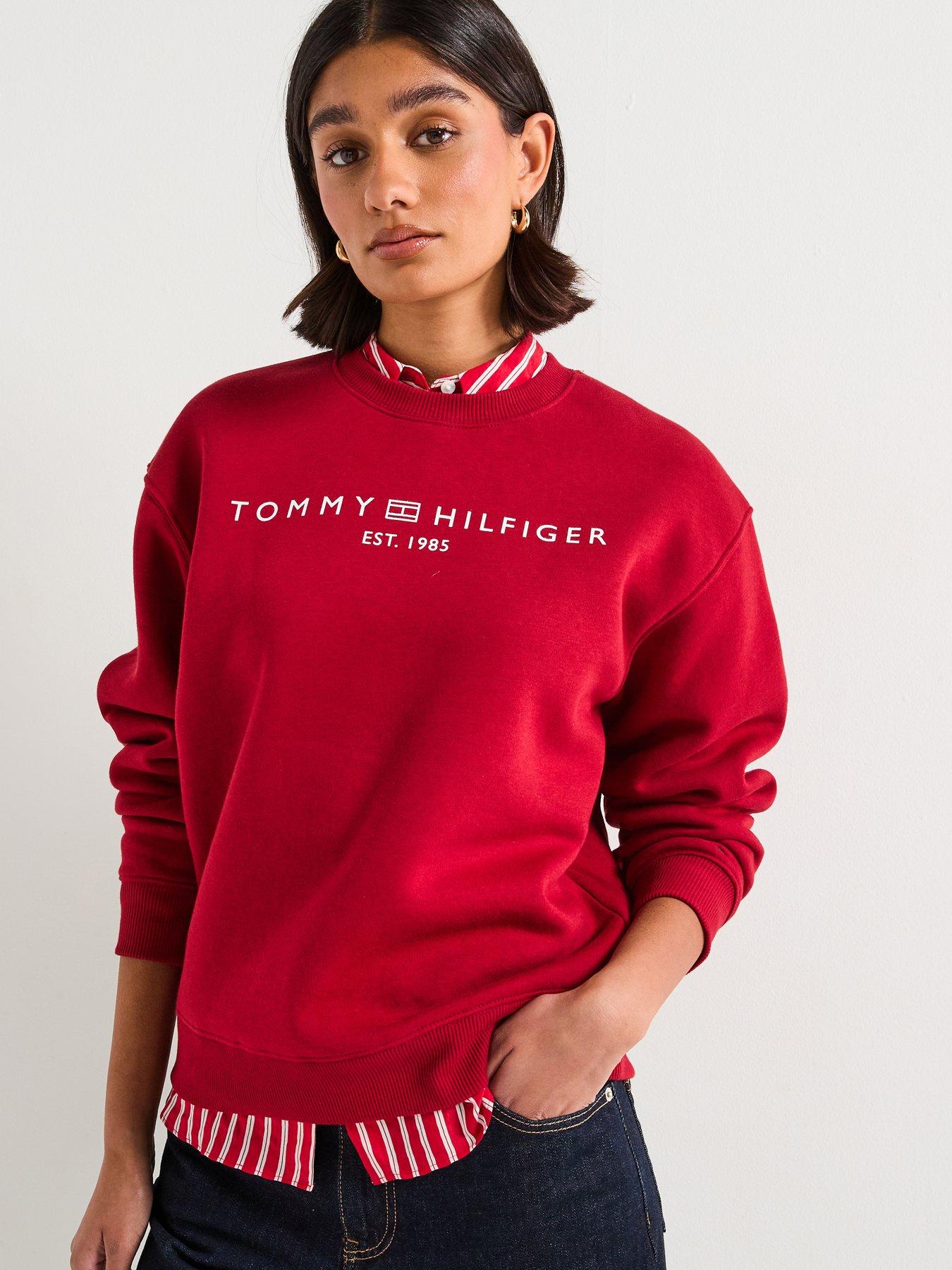 Image 6 of 6 of Tommy Hilfiger Logo Crew Neck Sweater - Red