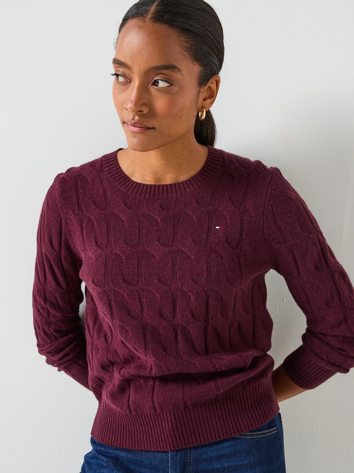 tommy-hilfiger-soft-wool-cable-knit-jumper-redfront