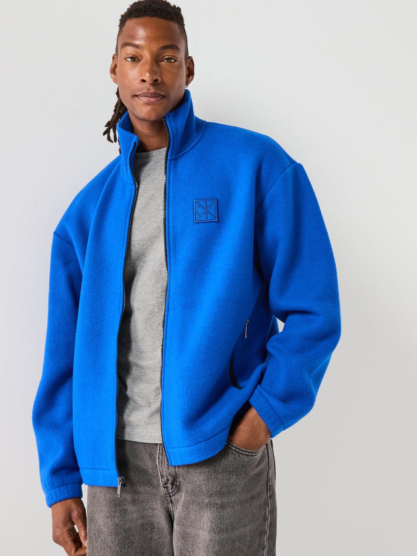 Calvin Klein Wool Blend Zip Sweat Top - Bright Blue