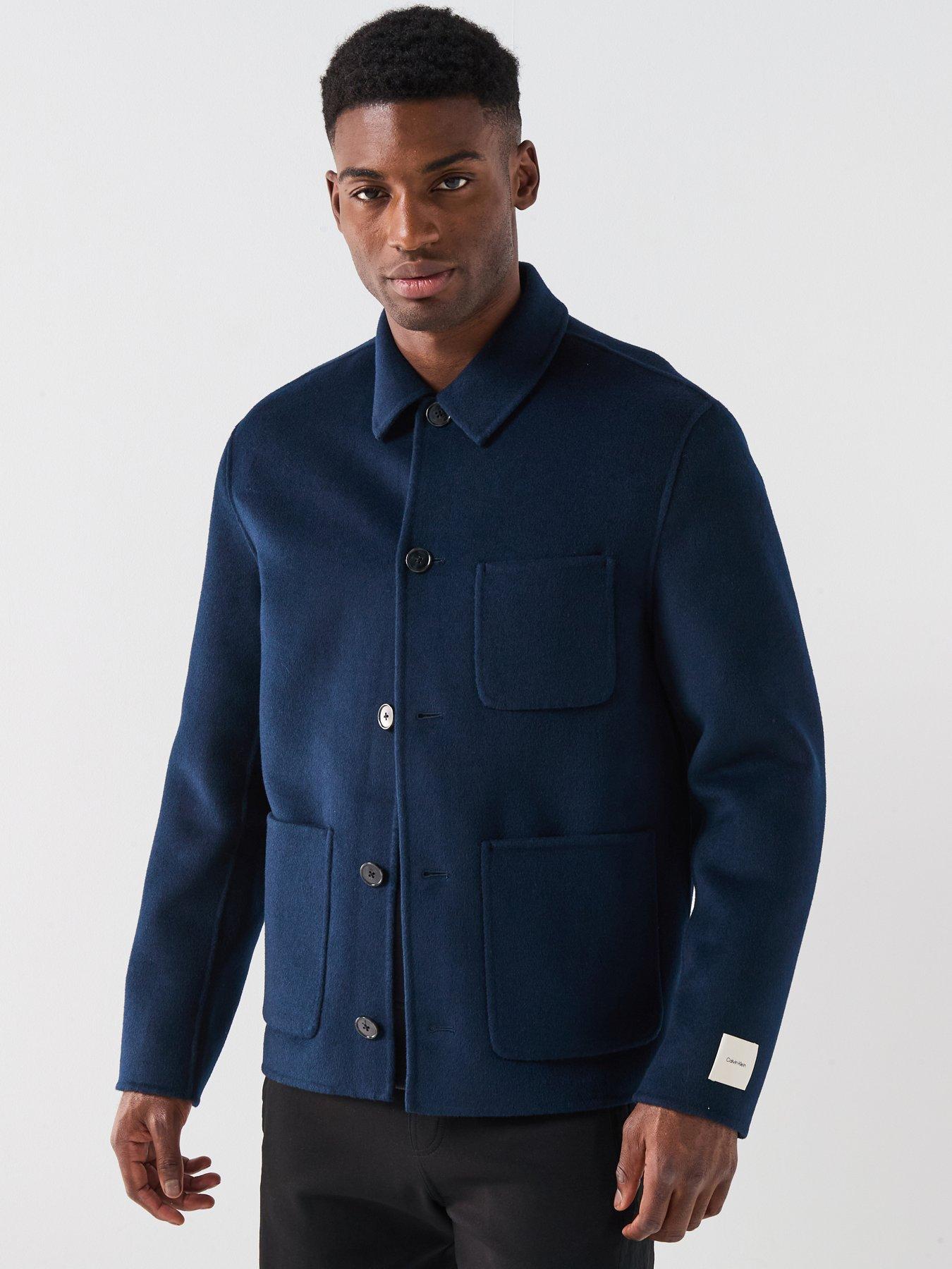 Calvin Klein Double Faced Wool Blend Chore Jacket - Dark Blue