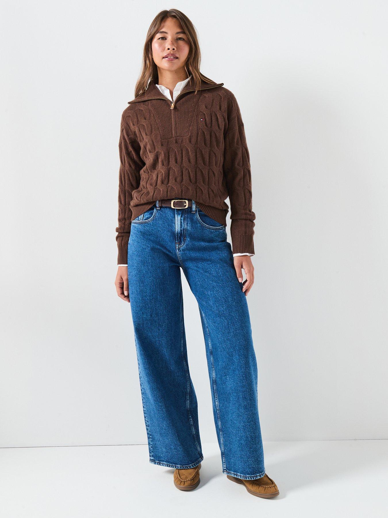 tommy-hilfiger-wool-cable-half-zip-jumpernbsp--brownback