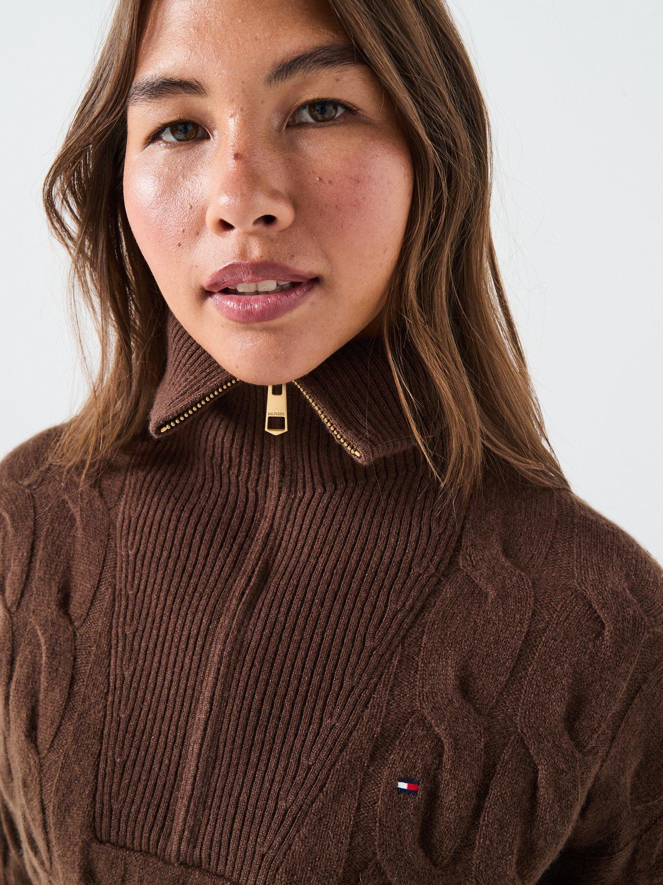 tommy-hilfiger-wool-cable-half-zip-jumpernbsp--brownoutfit