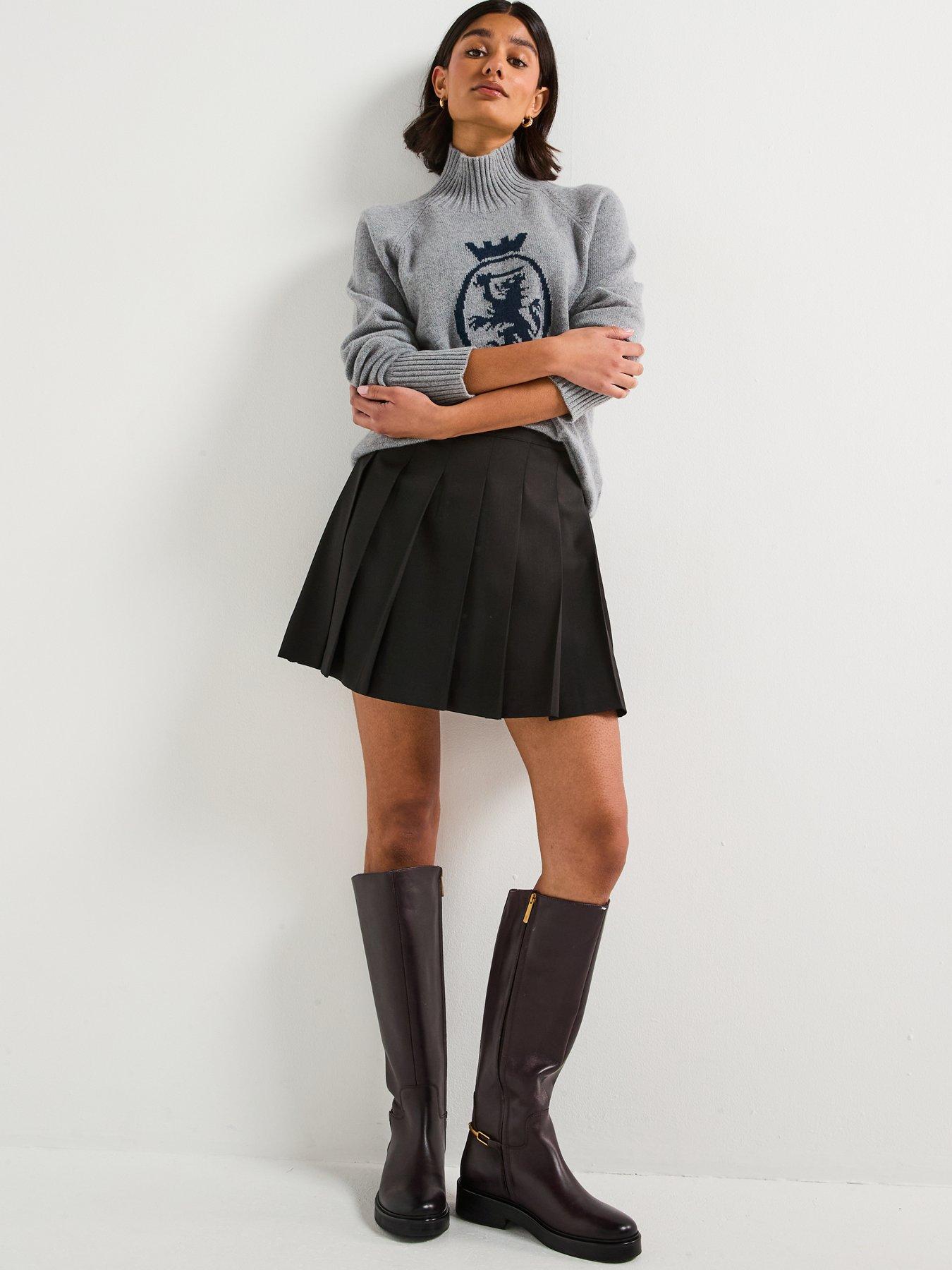 Image 3 of 6 of Tommy Hilfiger Graphic Logo High Neck Wool Sweater - Grey