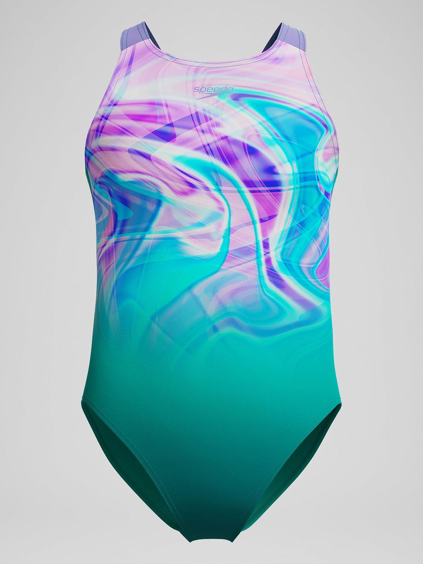 Speedo Girls Printed Pulseback - Blue