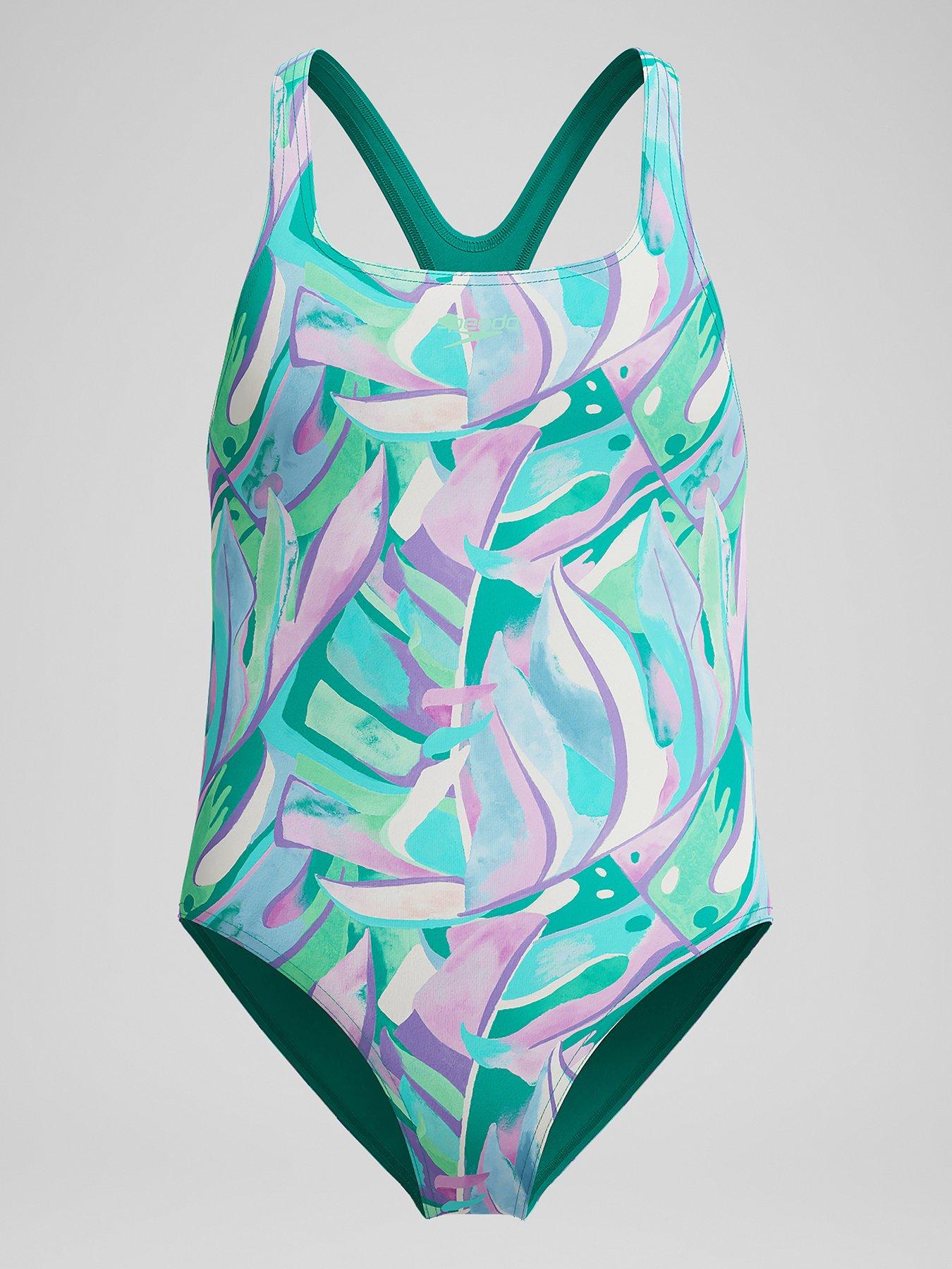 Speedo Girls Printed Medalist - Green