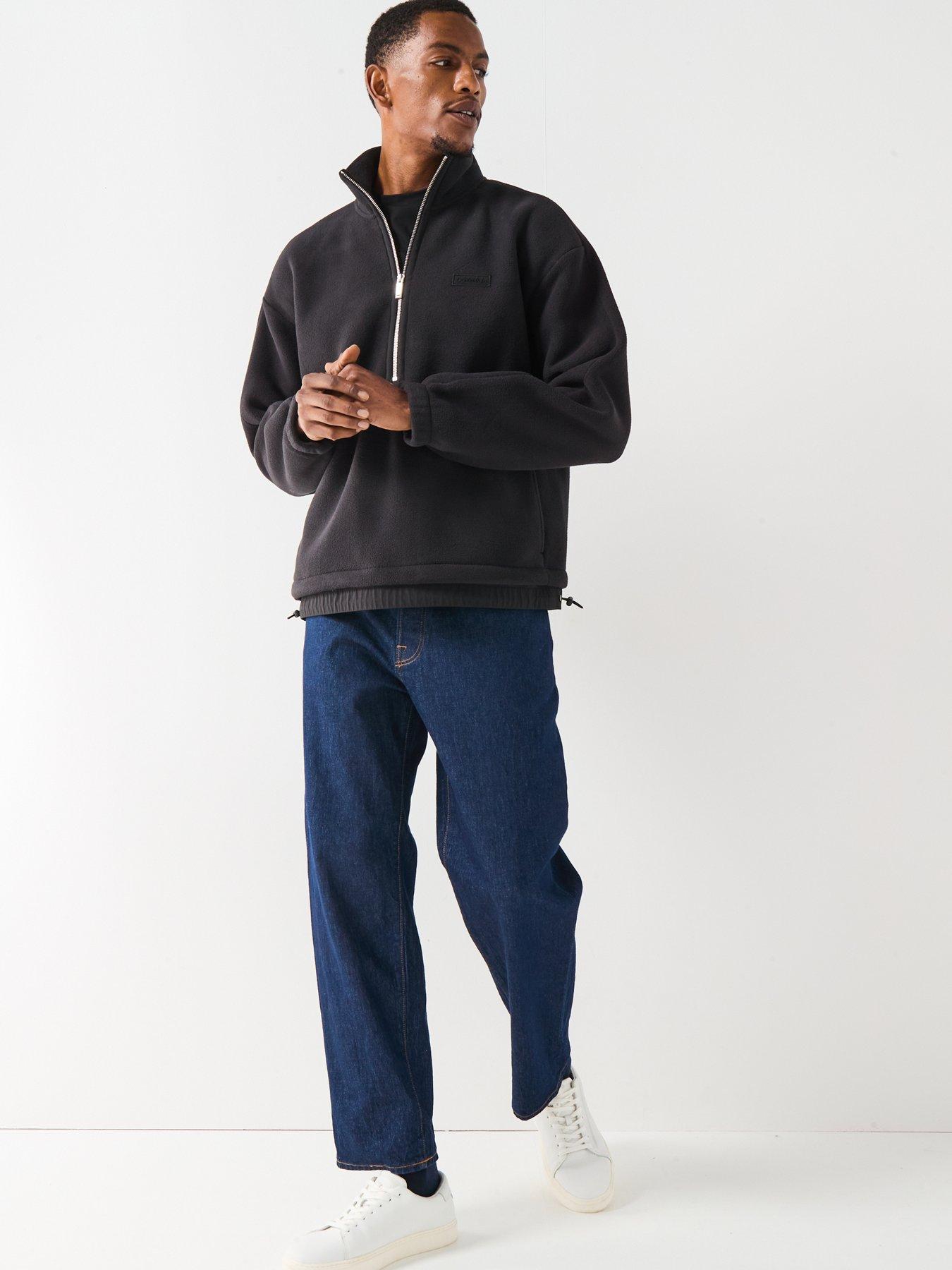 calvin-klein-polar-fleece-rib-mock-neck-14-zip-sweat-blackback