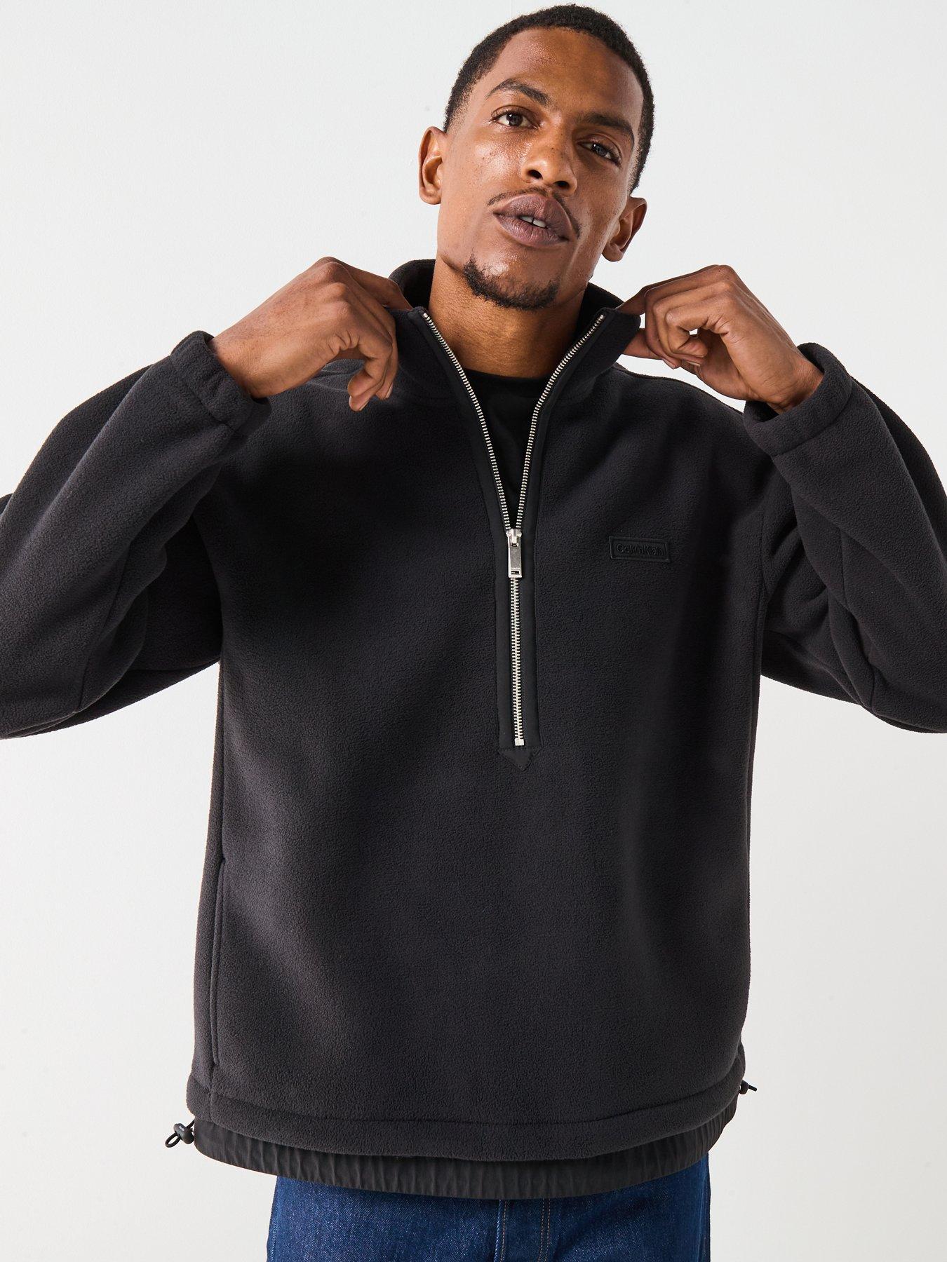 calvin-klein-polar-fleece-rib-mock-neck-14-zip-sweat-blackdetail