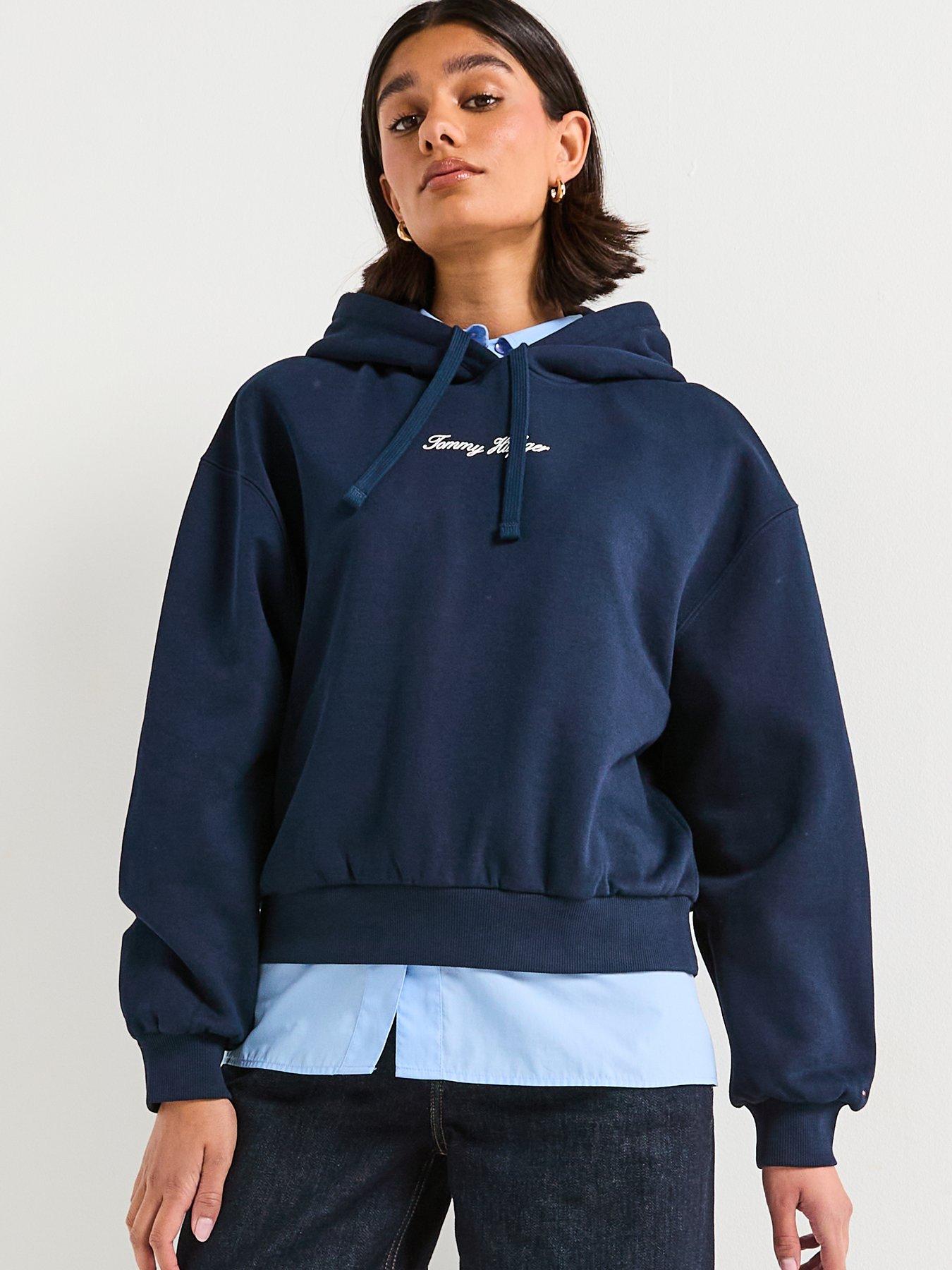 Image 5 of 6 of Tommy Hilfiger Classic Script Fleece Hoodie - Blue