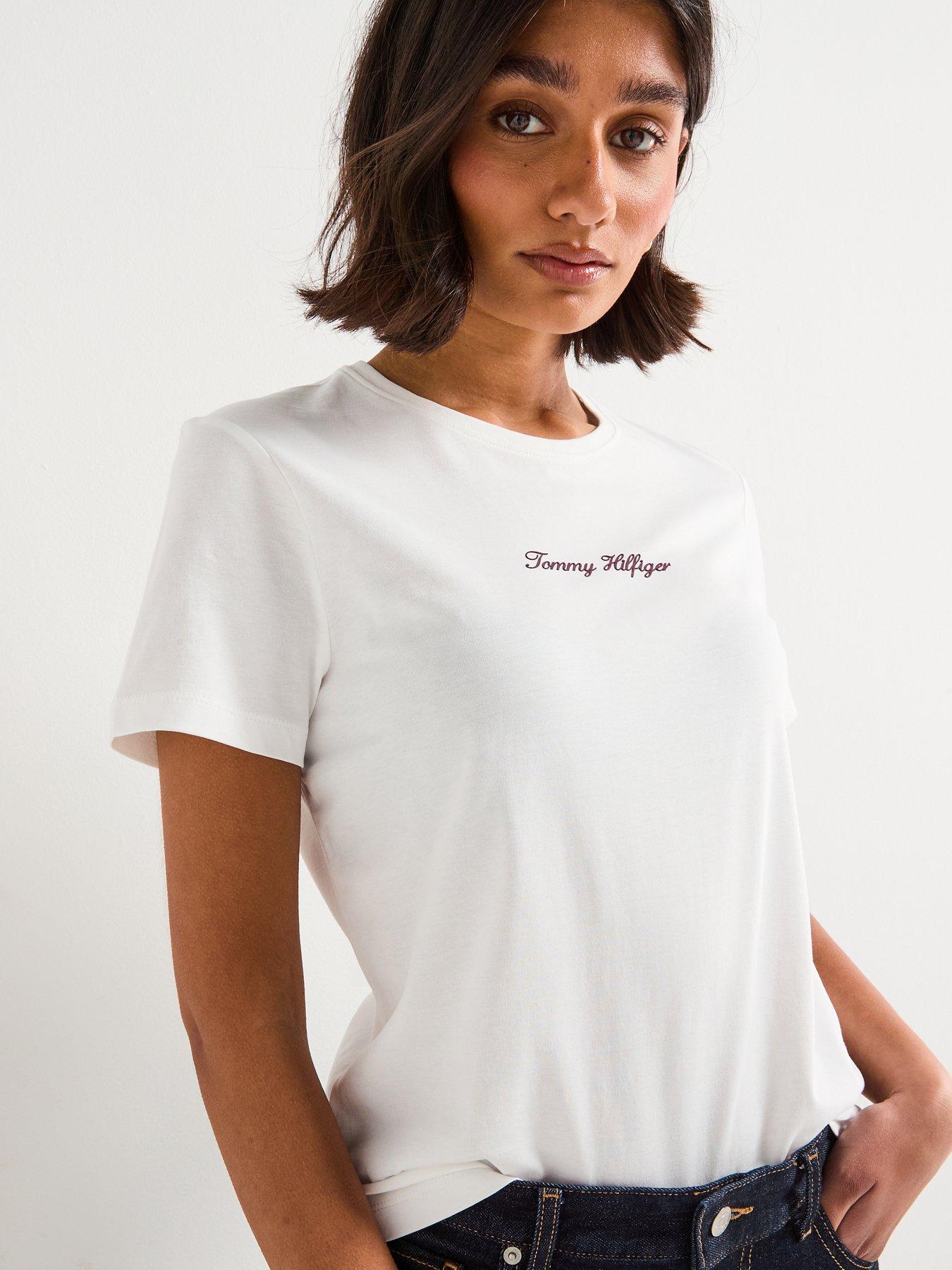 Image 4 of 6 of Tommy Hilfiger Classic Script Short Sleeve T-Shirt - Beige