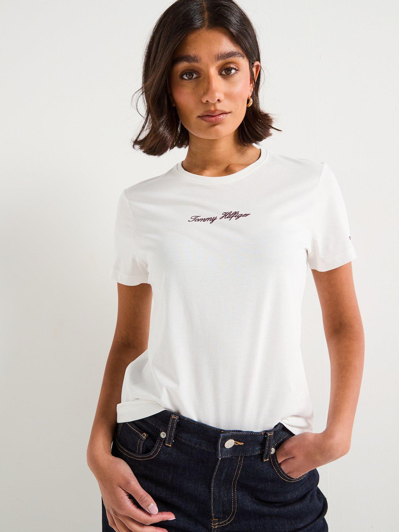 Image 6 of 6 of Tommy Hilfiger Classic Script Short Sleeve T-Shirt - Beige