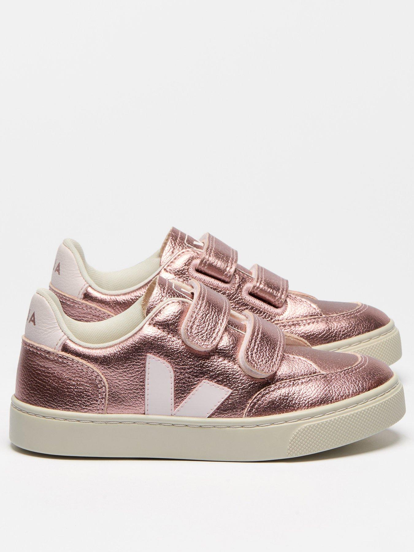 Veja Kids Small V-12 Leather Trainer- Pink