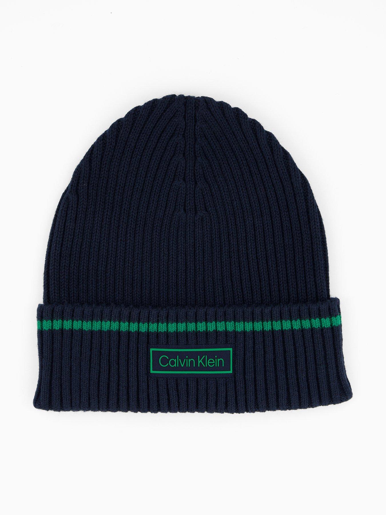 Calvin Klein Patch Rib Cotton Tipping Beanie - Green