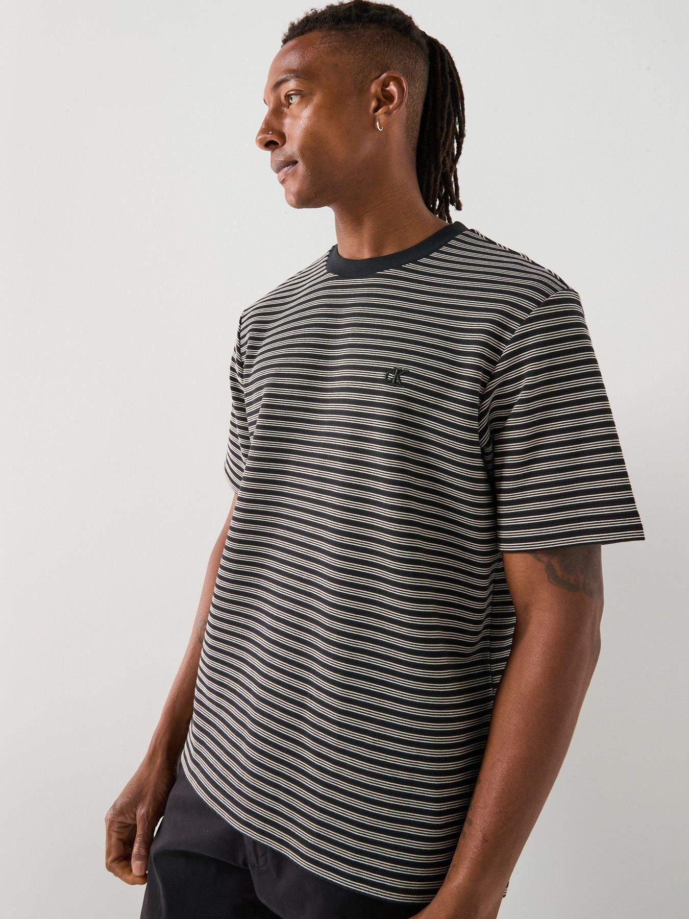 Calvin Klein Striped Ottoman T-Shirt - Black