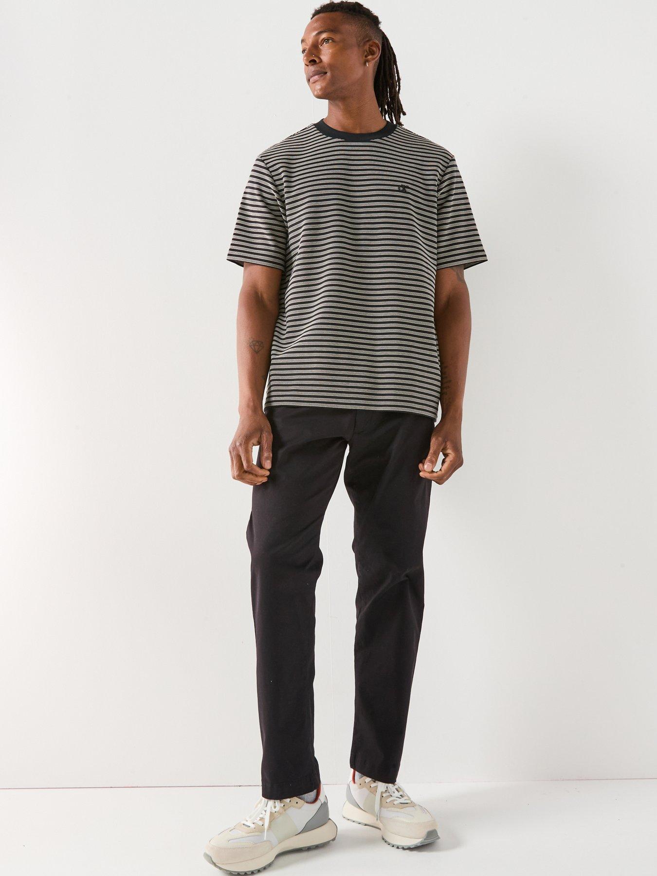 Image 3 of 6 of Calvin Klein Striped Ottoman T-Shirt - Black