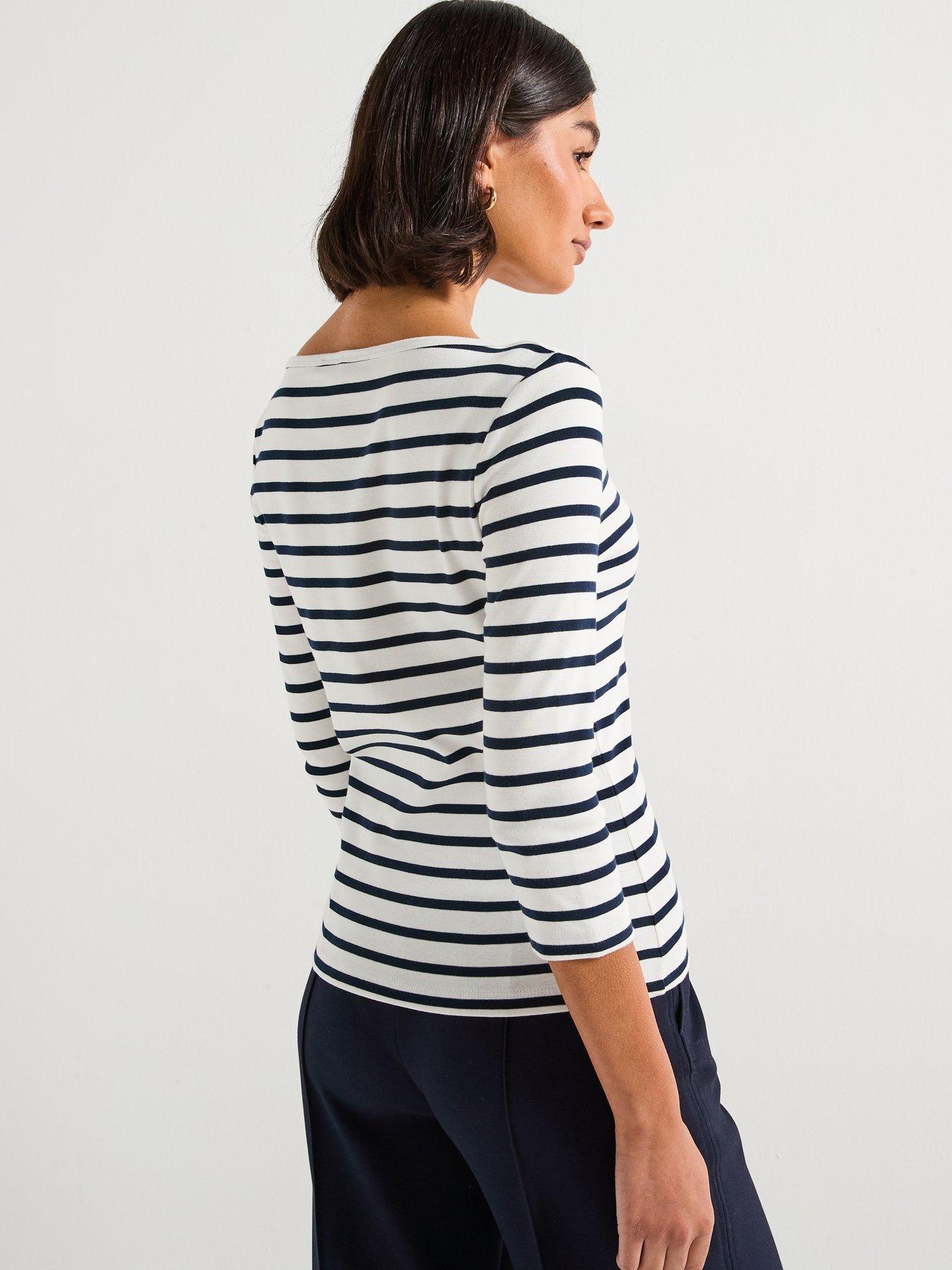 Image 2 of 6 of Tommy Hilfiger Boat Neck Striped T-Shirt - Multi
