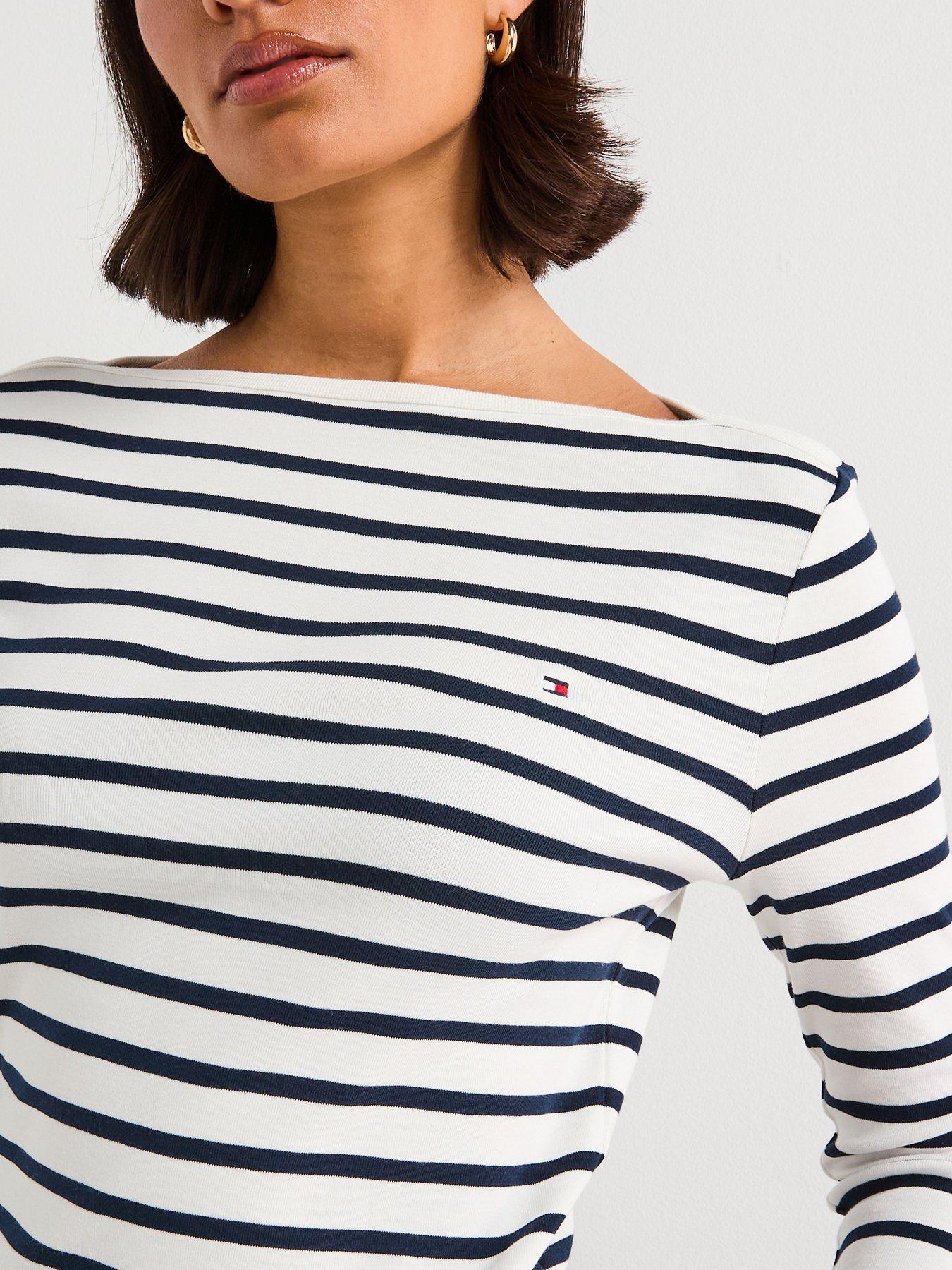 Image 4 of 6 of Tommy Hilfiger Boat Neck Striped T-Shirt - Multi