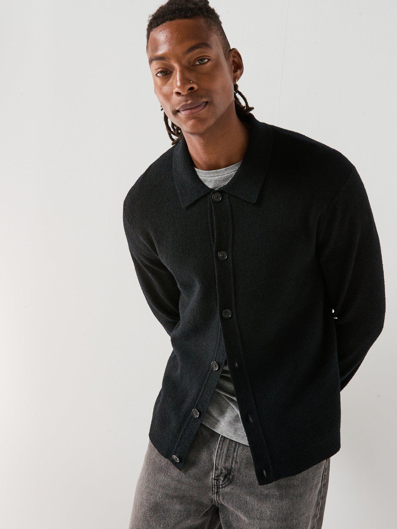 calvin-klein-boucle-button-front-knitted-cardigan-black