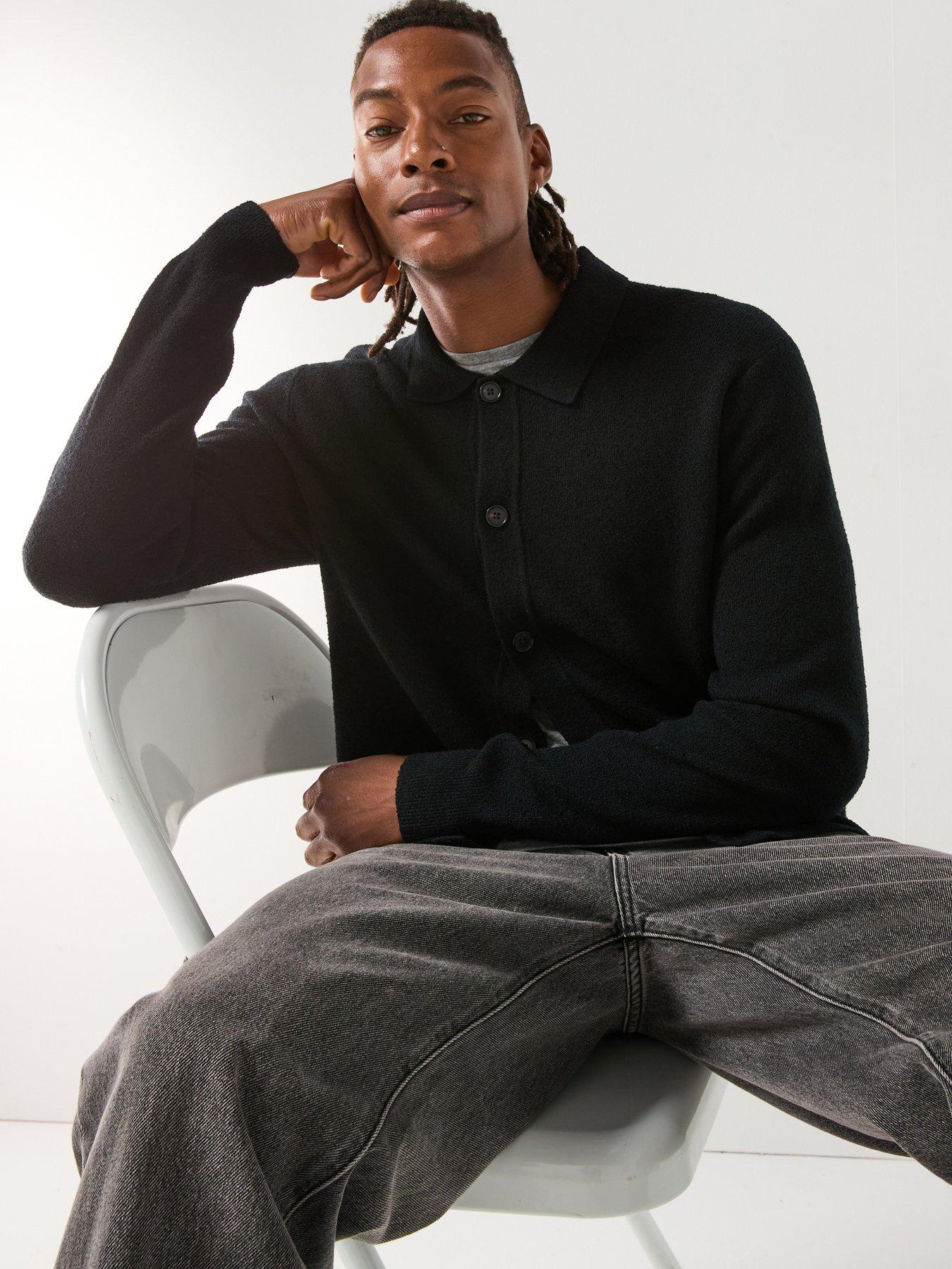 calvin-klein-boucle-button-front-knitted-cardigan-blackoutfit