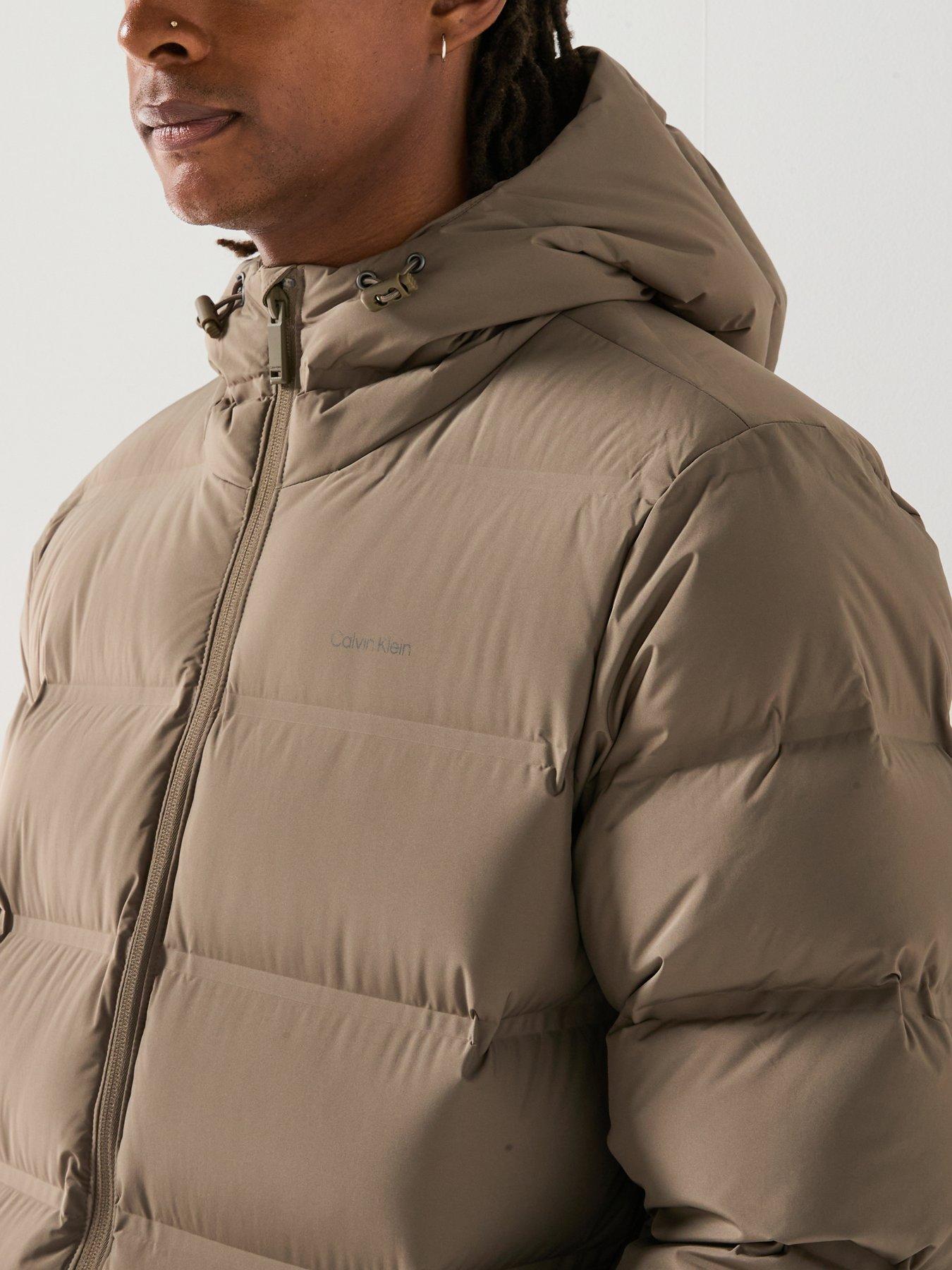 Image 4 of 6 of Calvin Klein Hooded Long Padded Coat - Brown