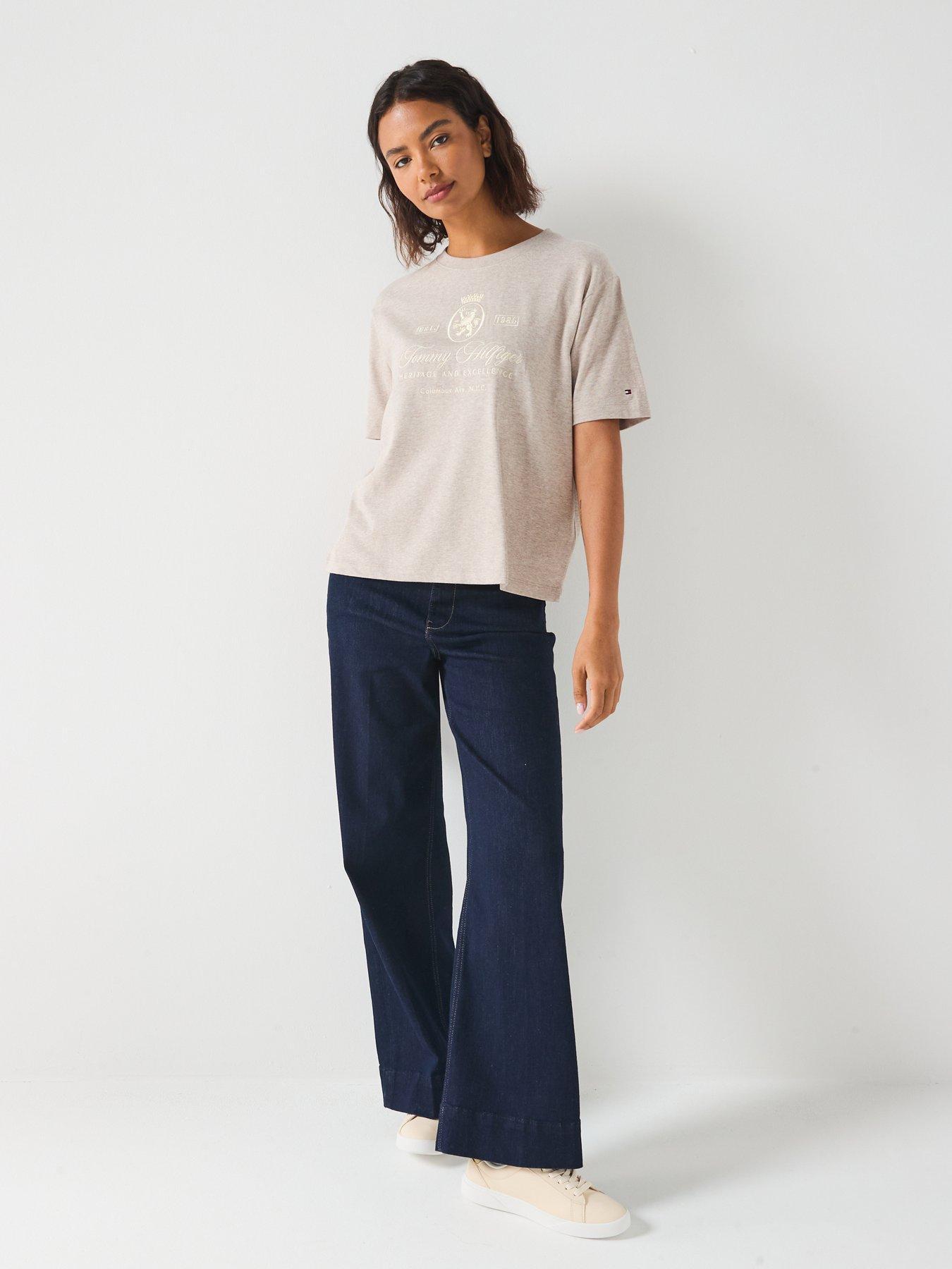 Image 3 of 5 of Tommy Hilfiger Varsity Crest Relax Short Sleeve T-Shirt - Beige