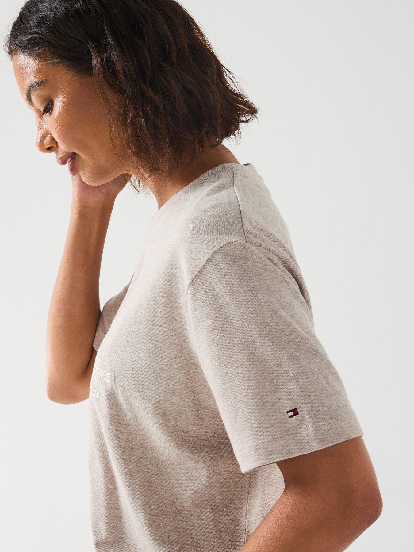 Image 4 of 5 of Tommy Hilfiger Varsity Crest Relax Short Sleeve T-Shirt - Beige