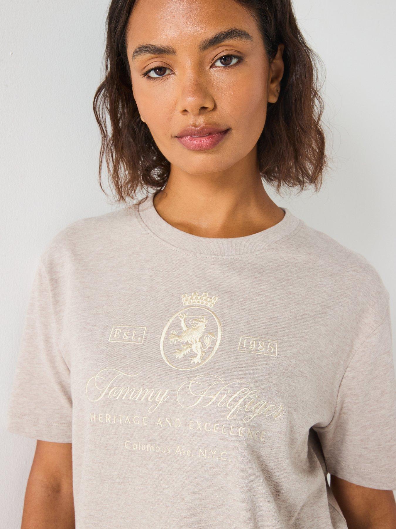 Image 5 of 5 of Tommy Hilfiger Varsity Crest Relax Short Sleeve T-Shirt - Beige