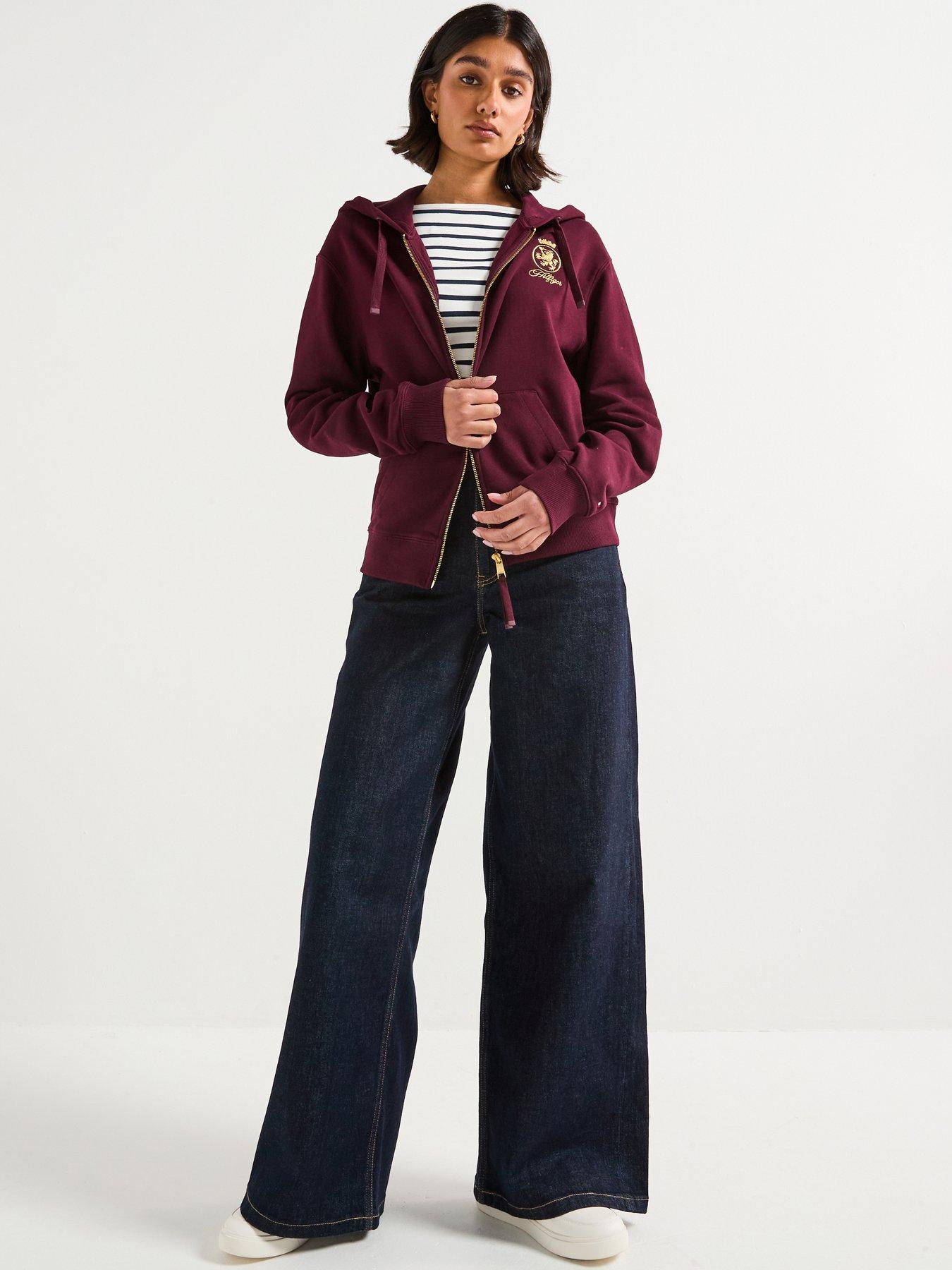 tommy-hilfiger-gold-crest-terry-zip-hoodie-reddetail